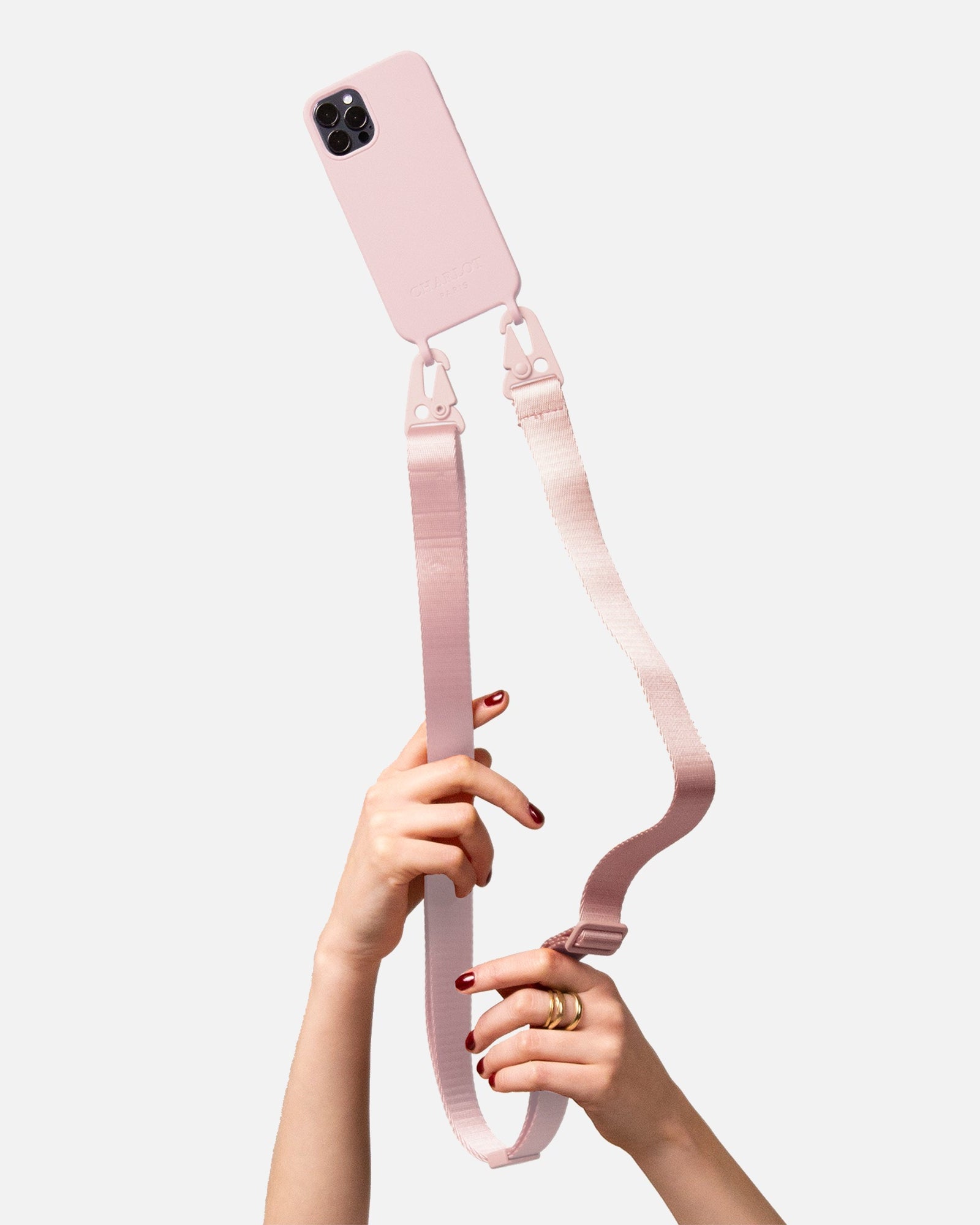 Coque Silicone Powder Pink + Lanière