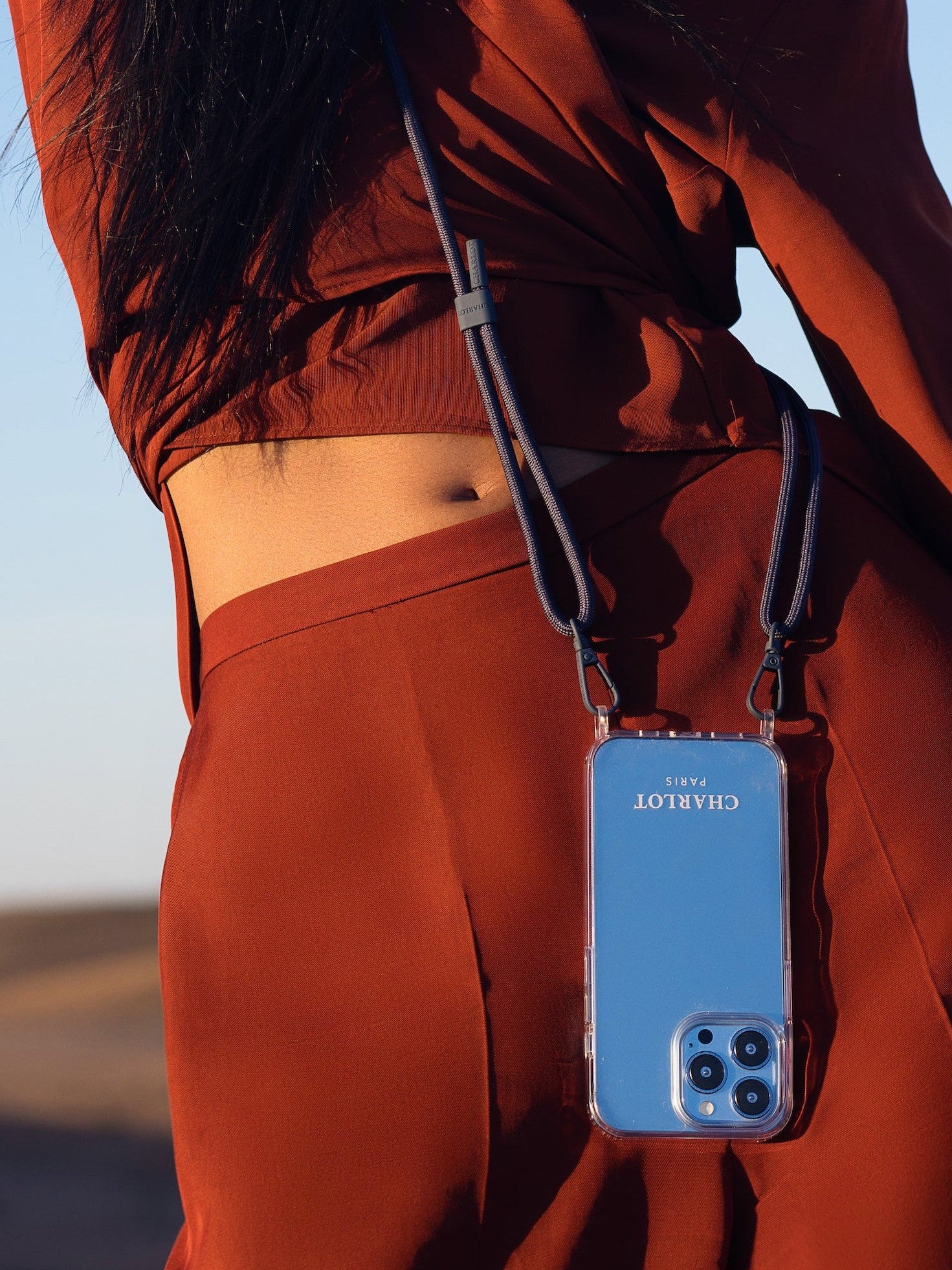 Coque Clear + Cordon Navy Blue