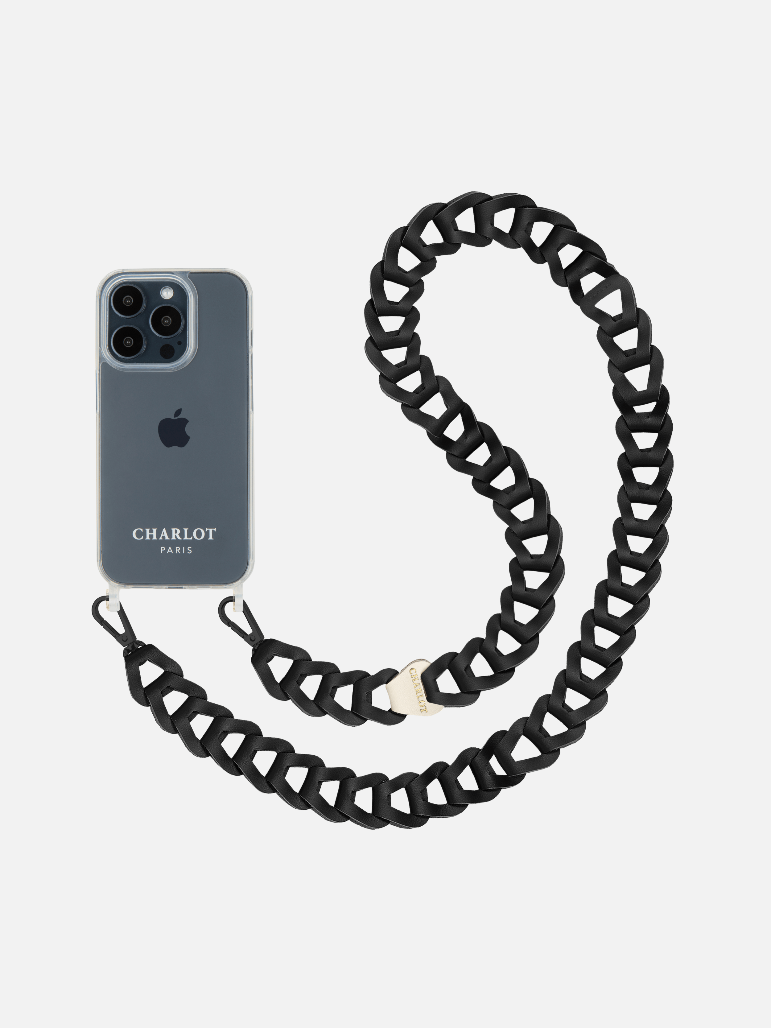 Clear + Mel long black leather case
