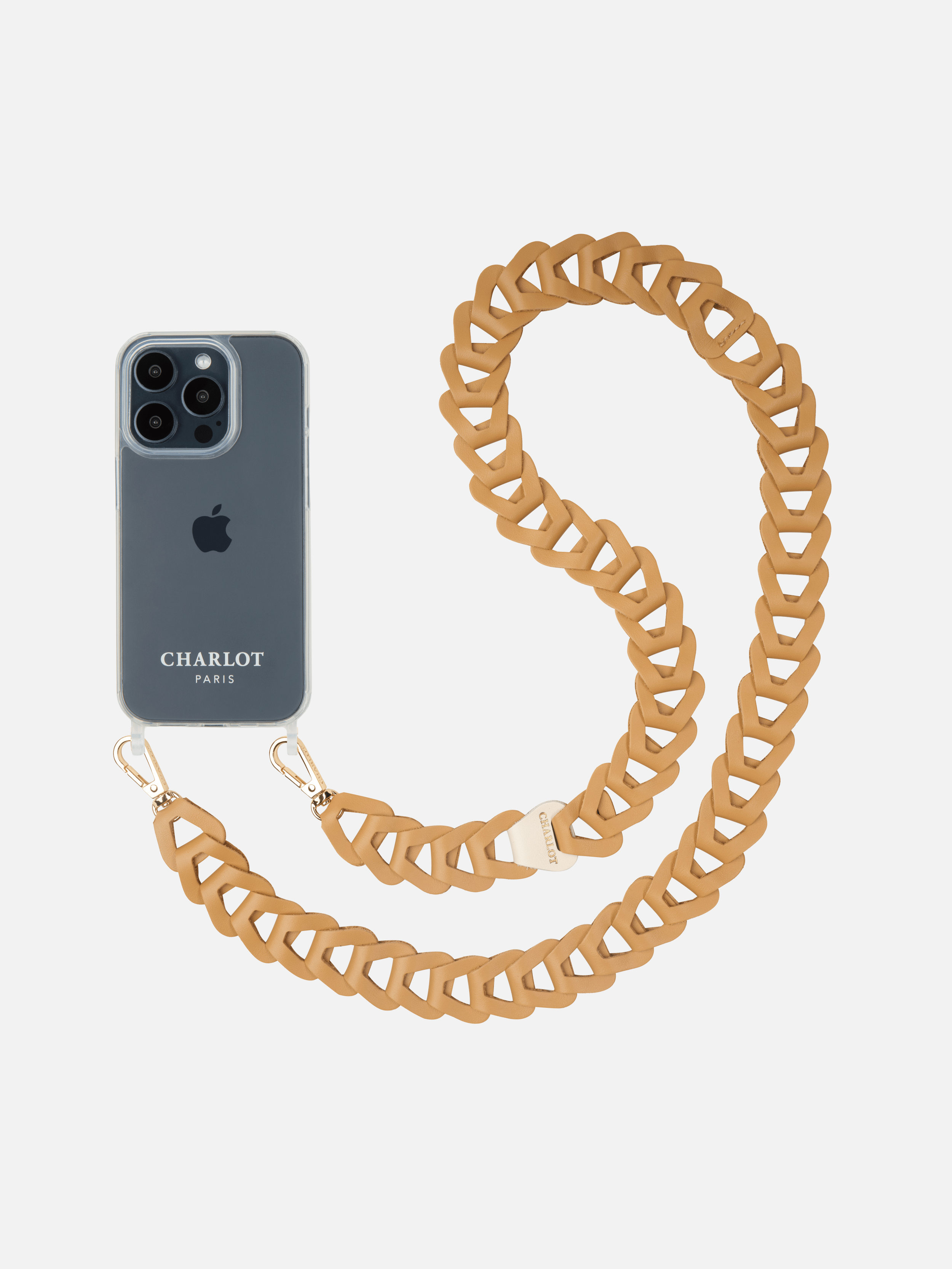 Coque Clear + Mel Cuir long Camel