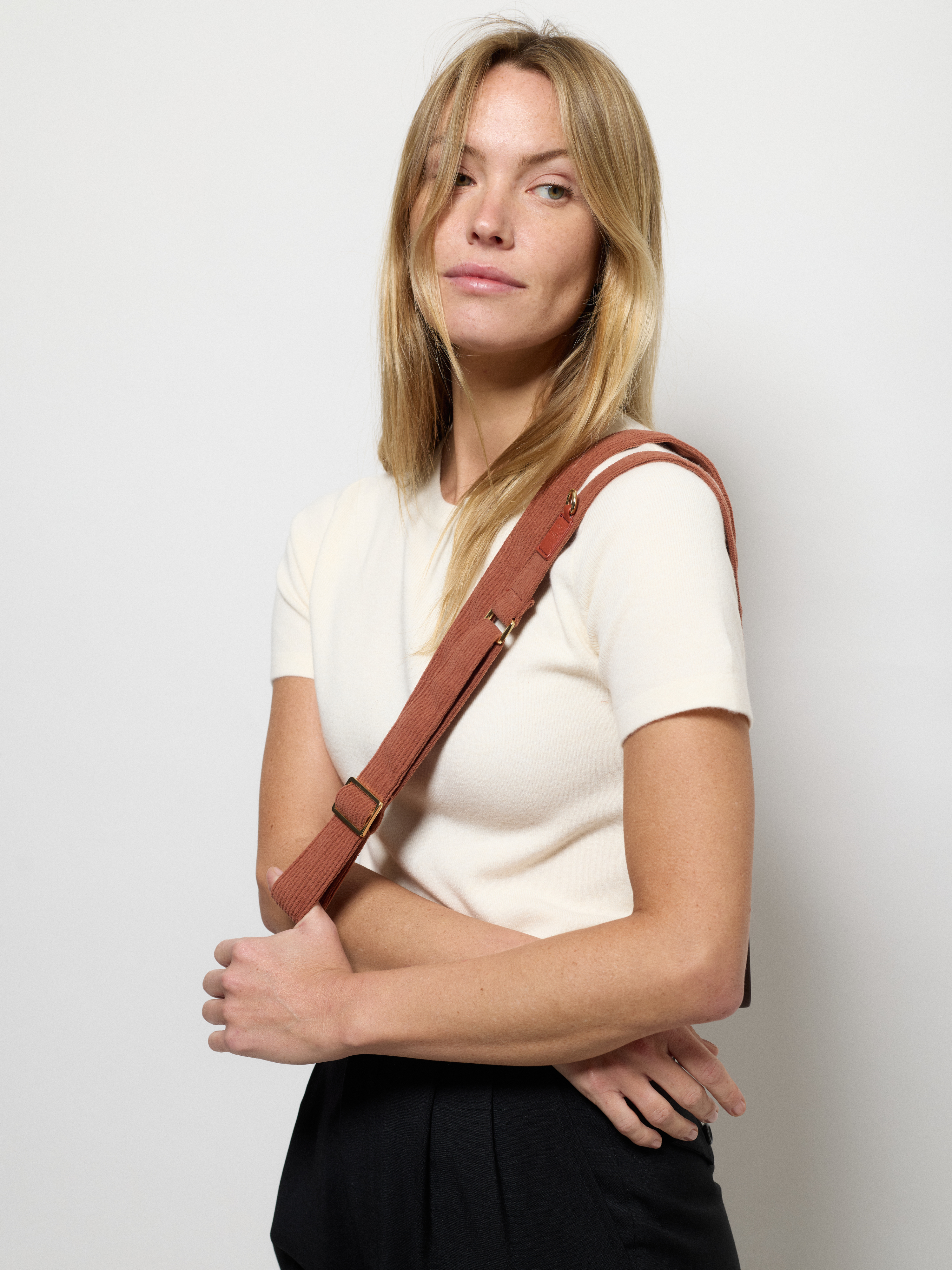 Chocolate Shell + Terracotta Velvet Shoulder Strap