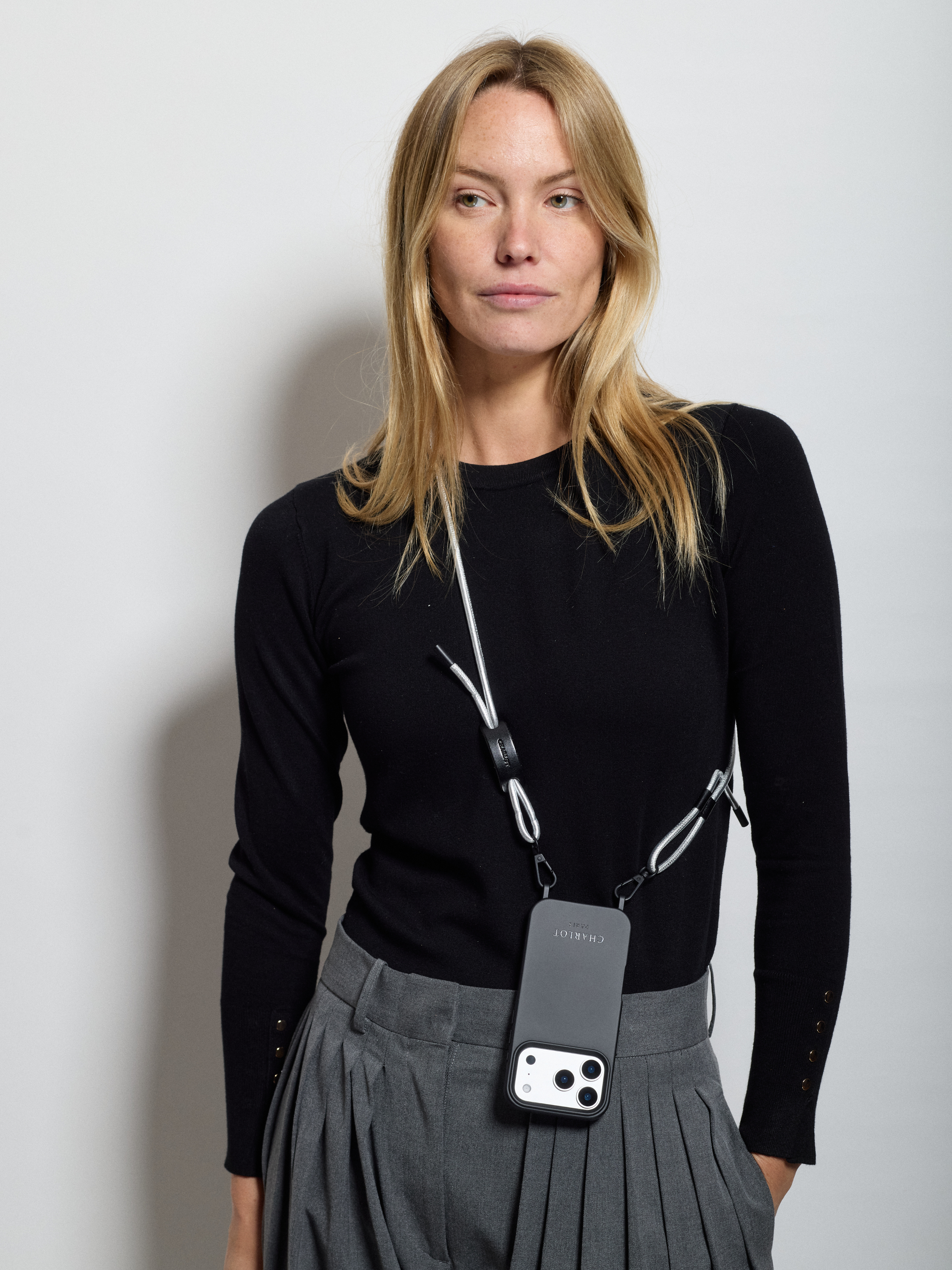 Custodia blu navy + pelle cromata Noga