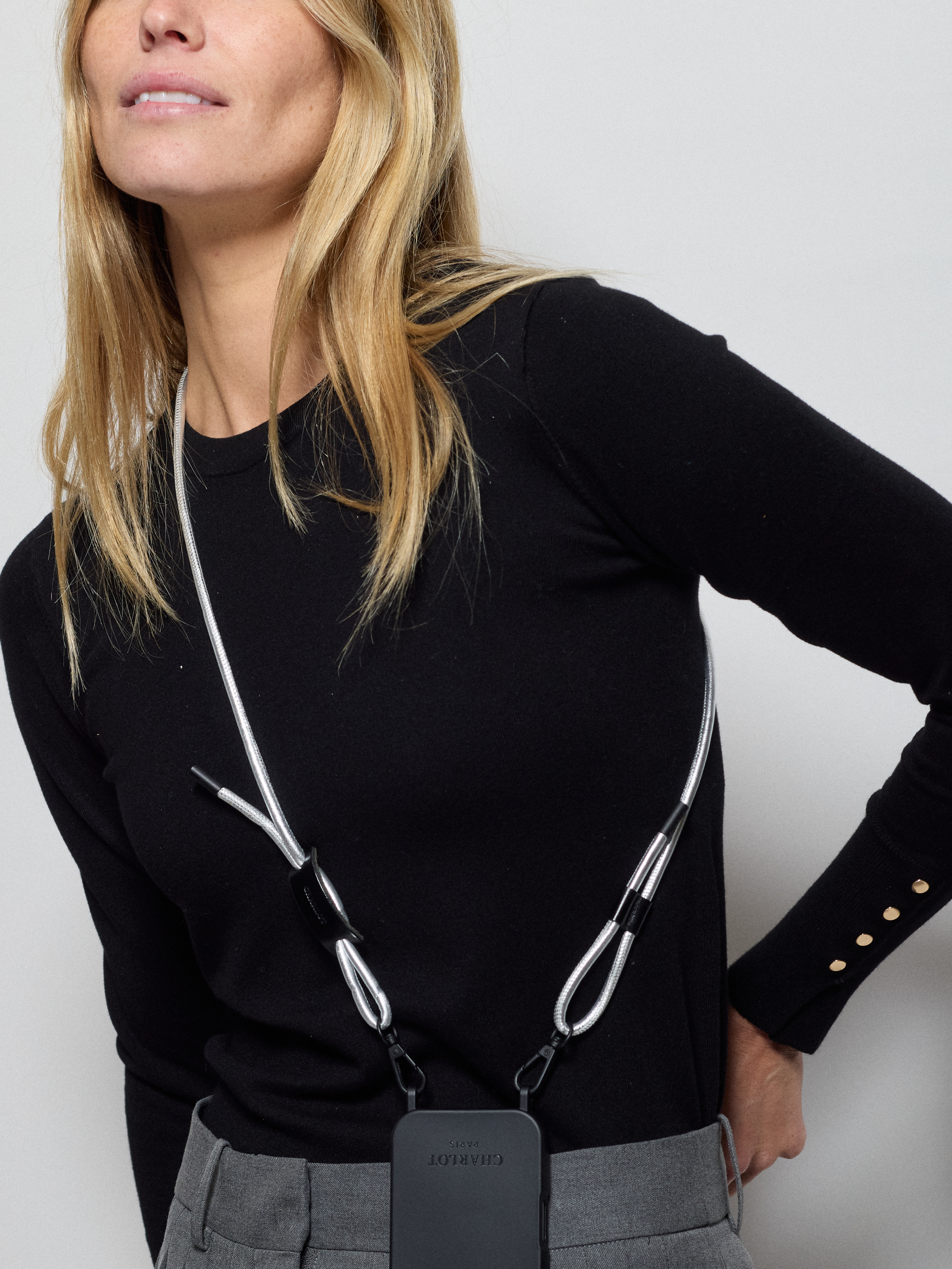 Custodia blu navy + pelle cromata Noga