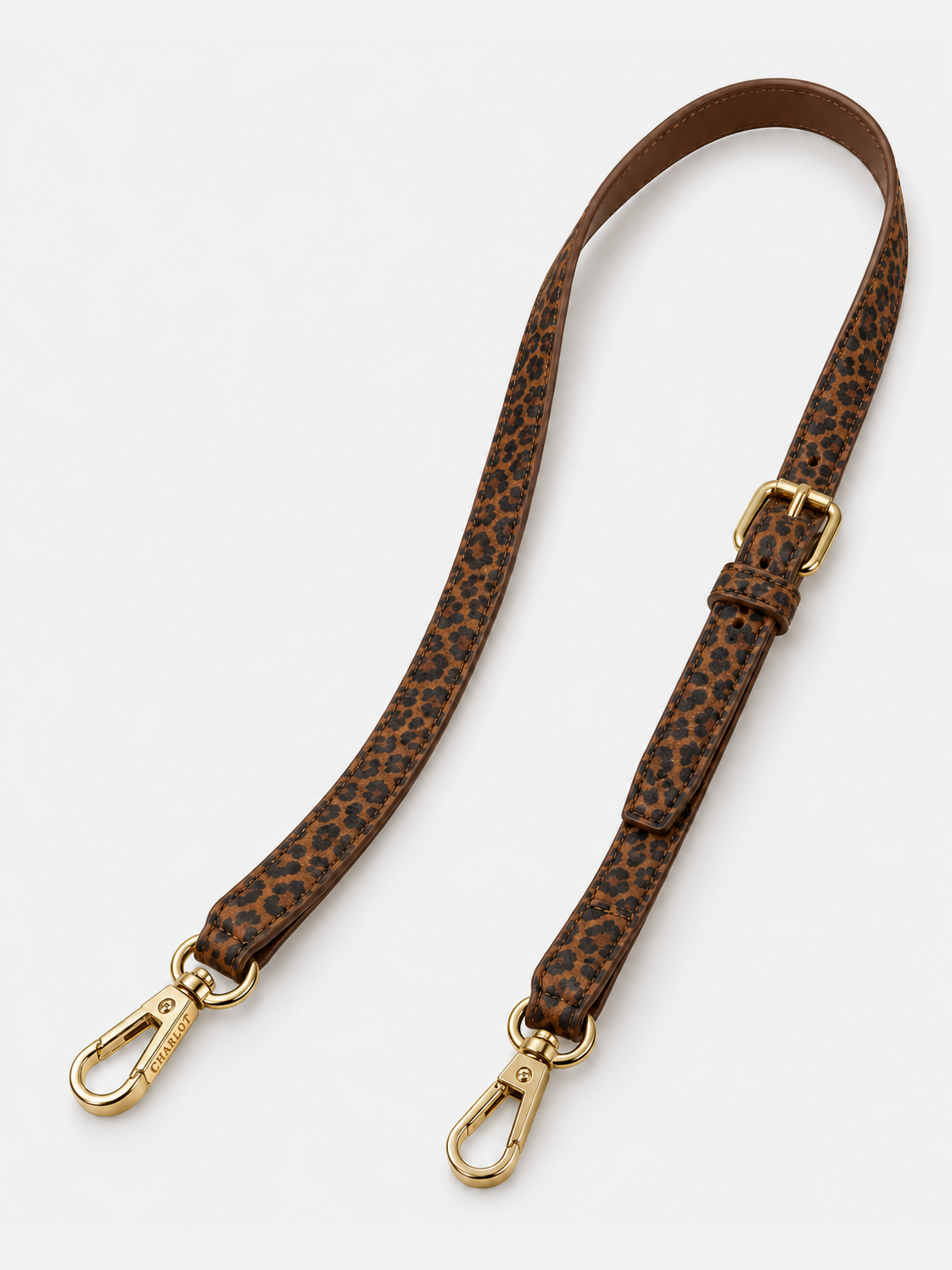 Bandoulière Alma Cuir Léopard avec boucle réglable et mousquetons dorés