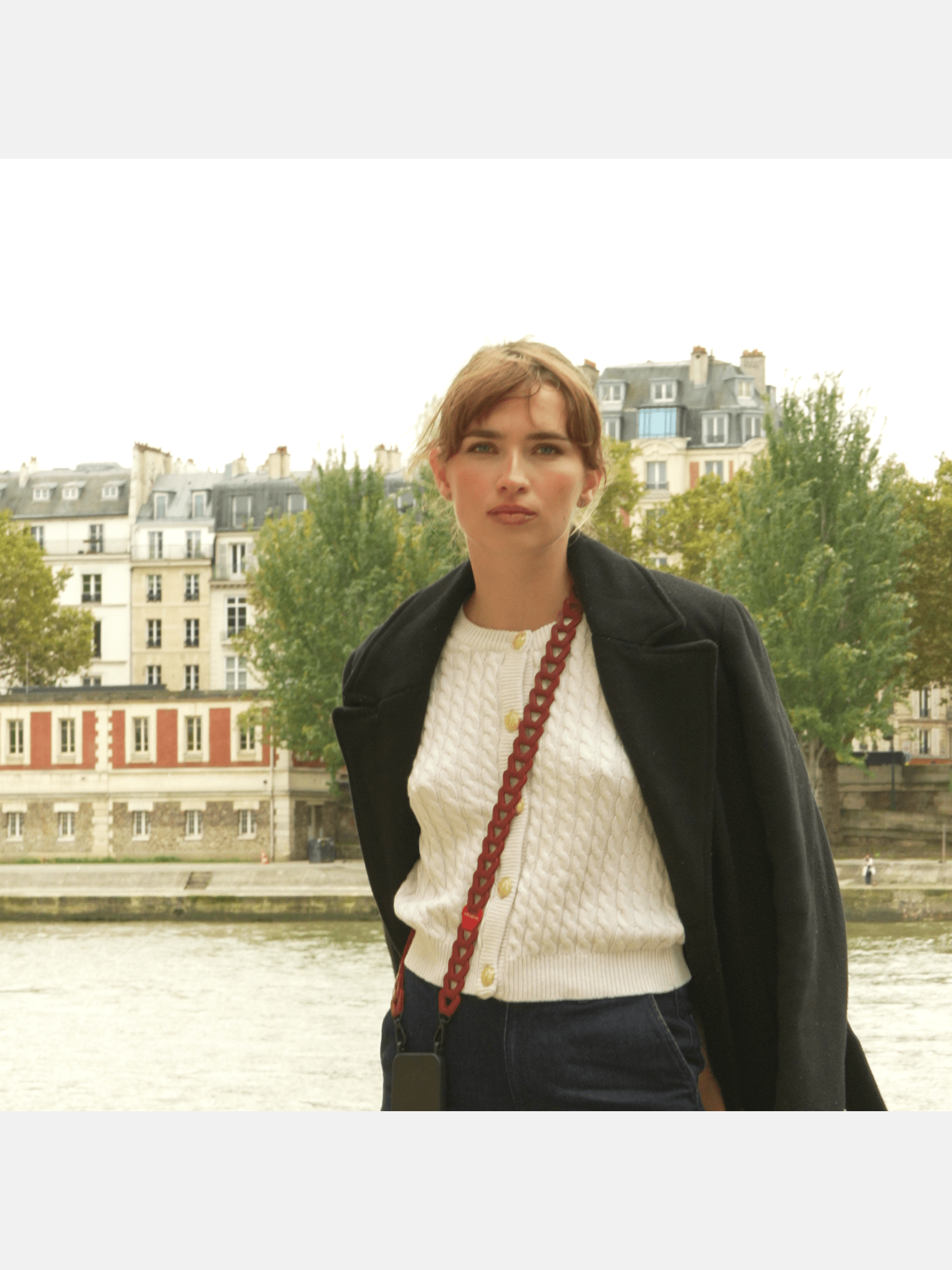Custodia trasparente + Mel Long in pelle bordeaux