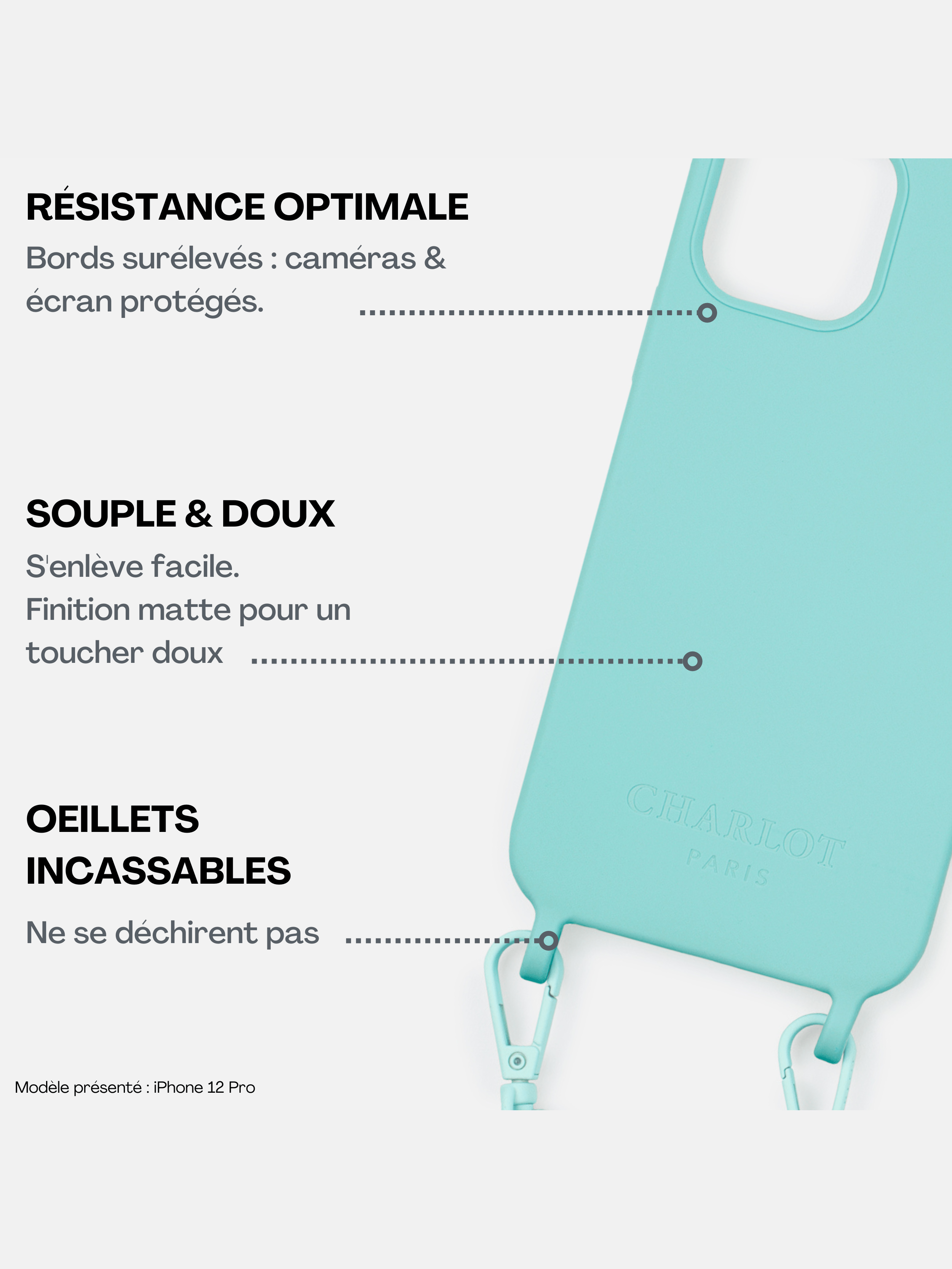 Mint Silicone Case + Ella Fine Chain