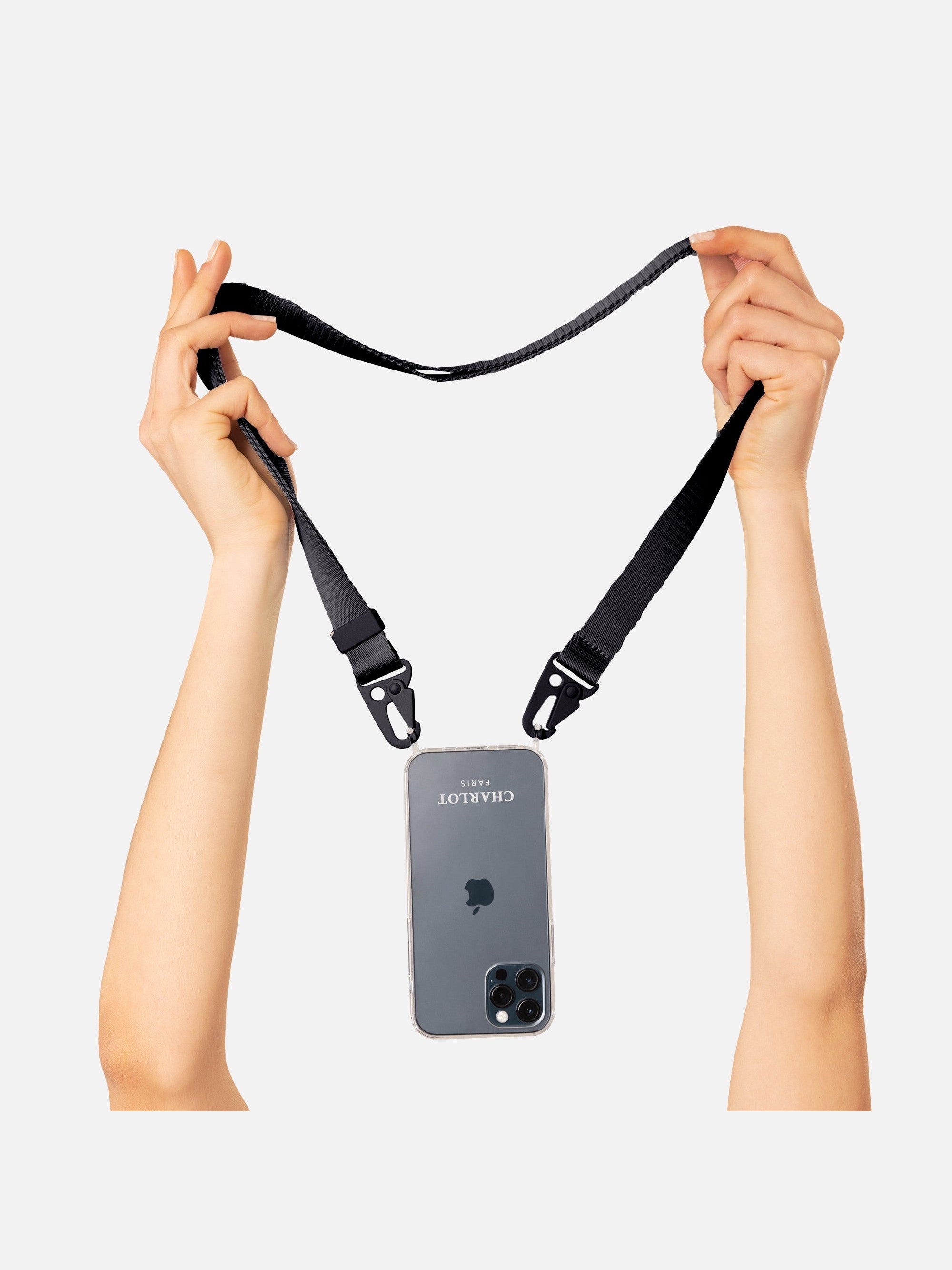 Coque Clear + Lanière Noire