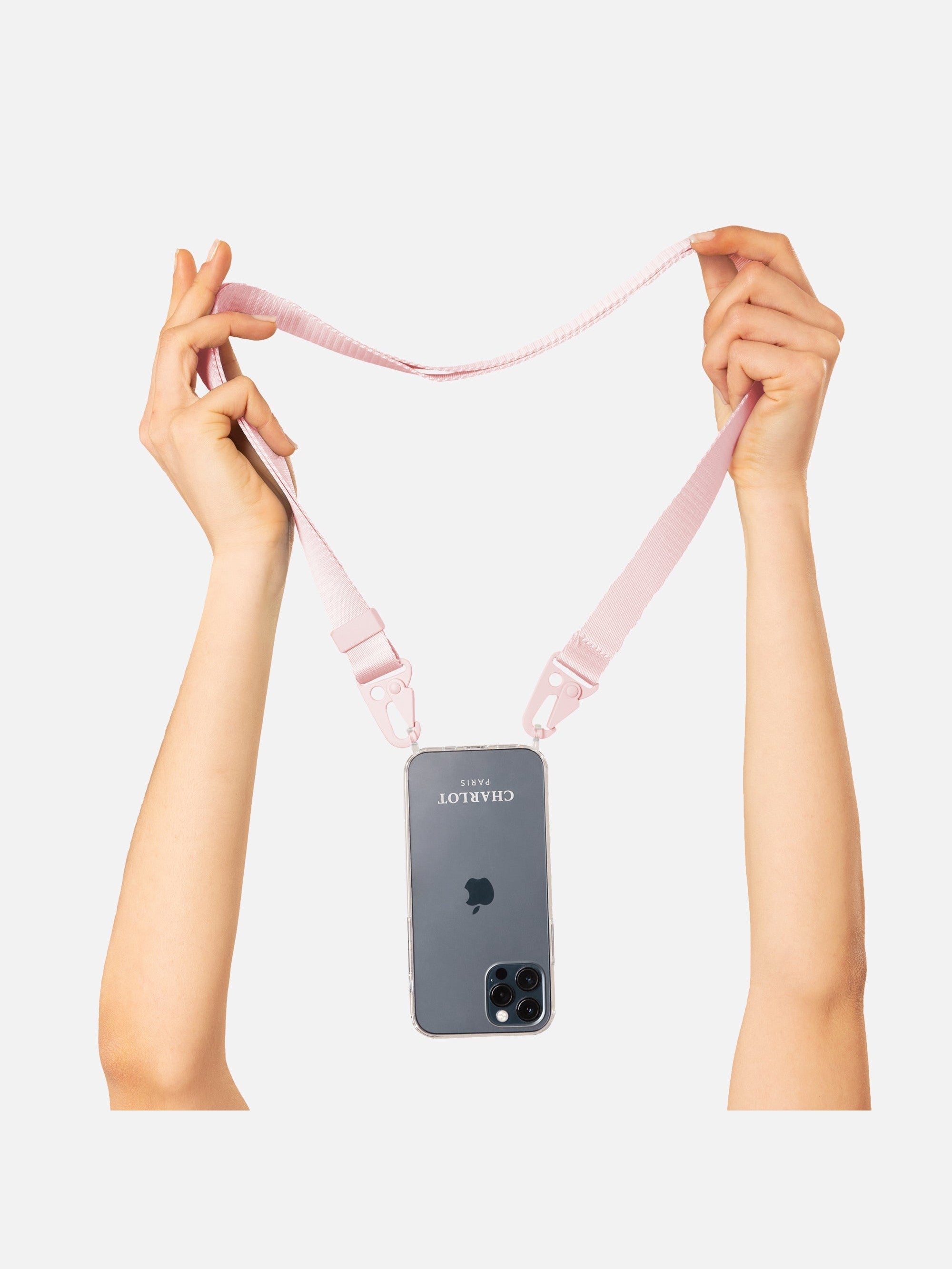 Case Clear + Lanyard Powder Pink
