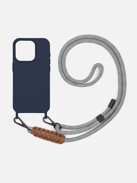 Coque MagSafe Navy Blue + Cordon Elie Vichy