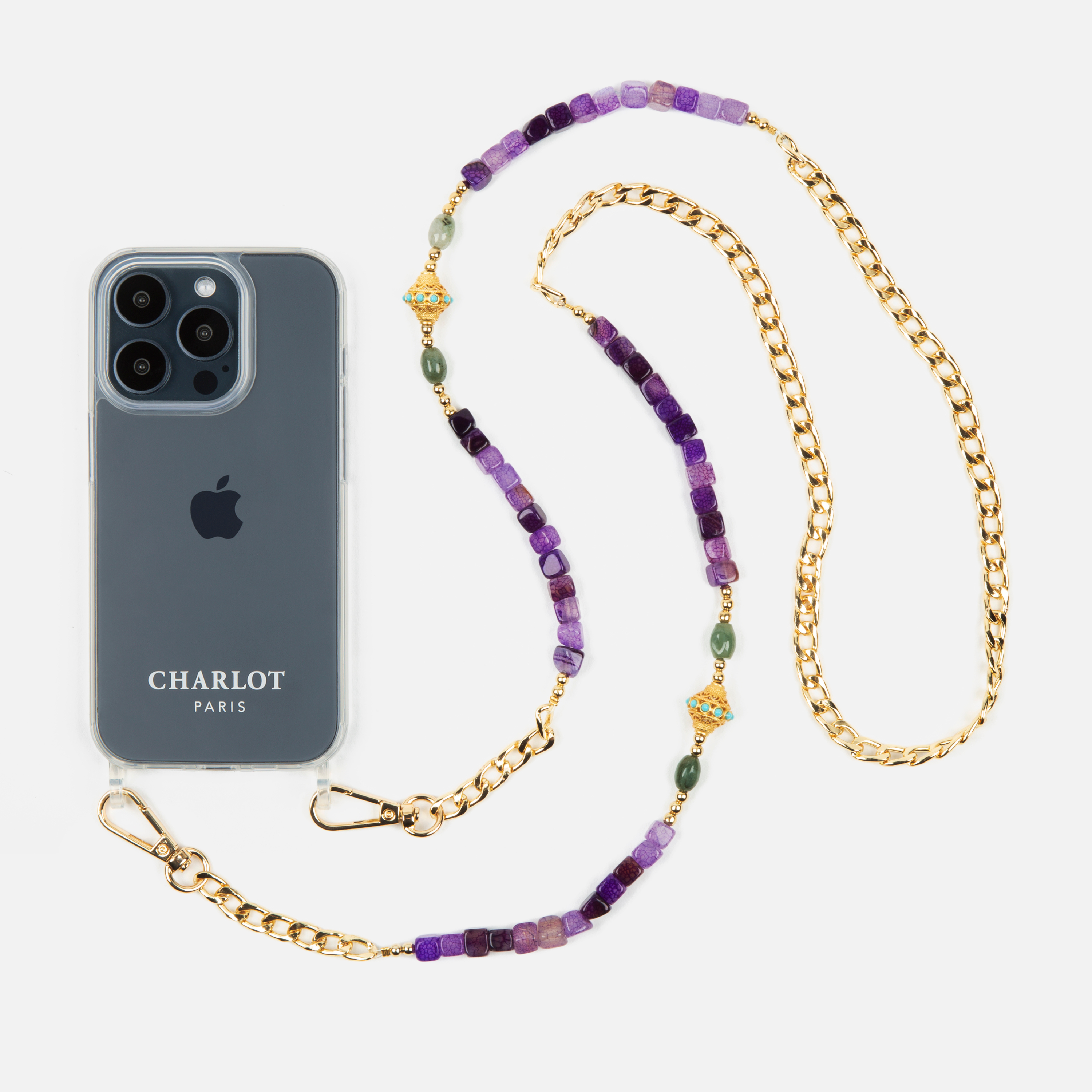 Coque Clear + Chaîne Collier JUHU Iris