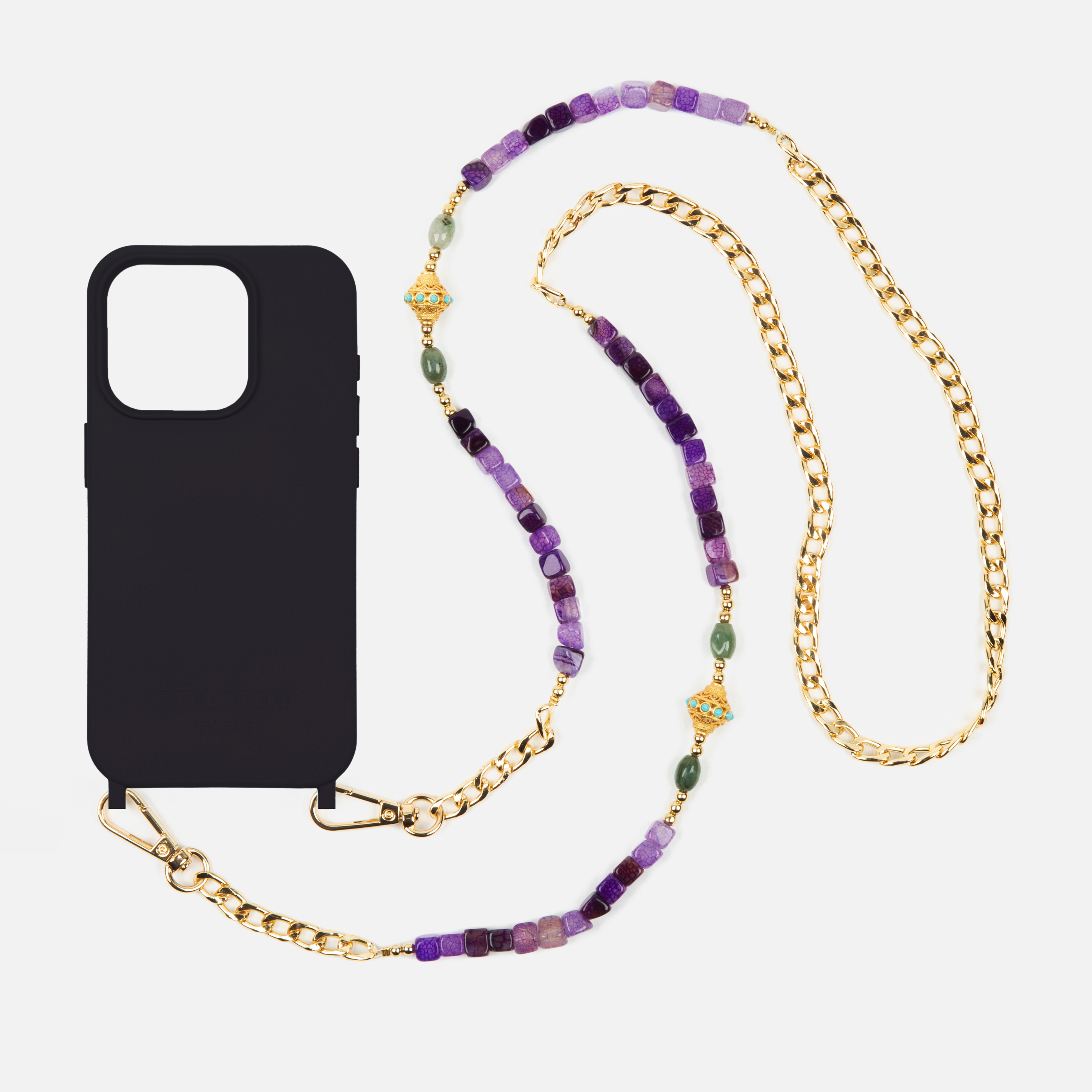 Coque Noir + Chaîne Collier JUHU Iris