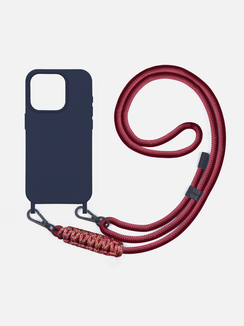 Coque MagSafe Navy Blue + Cordon Elie Cherry