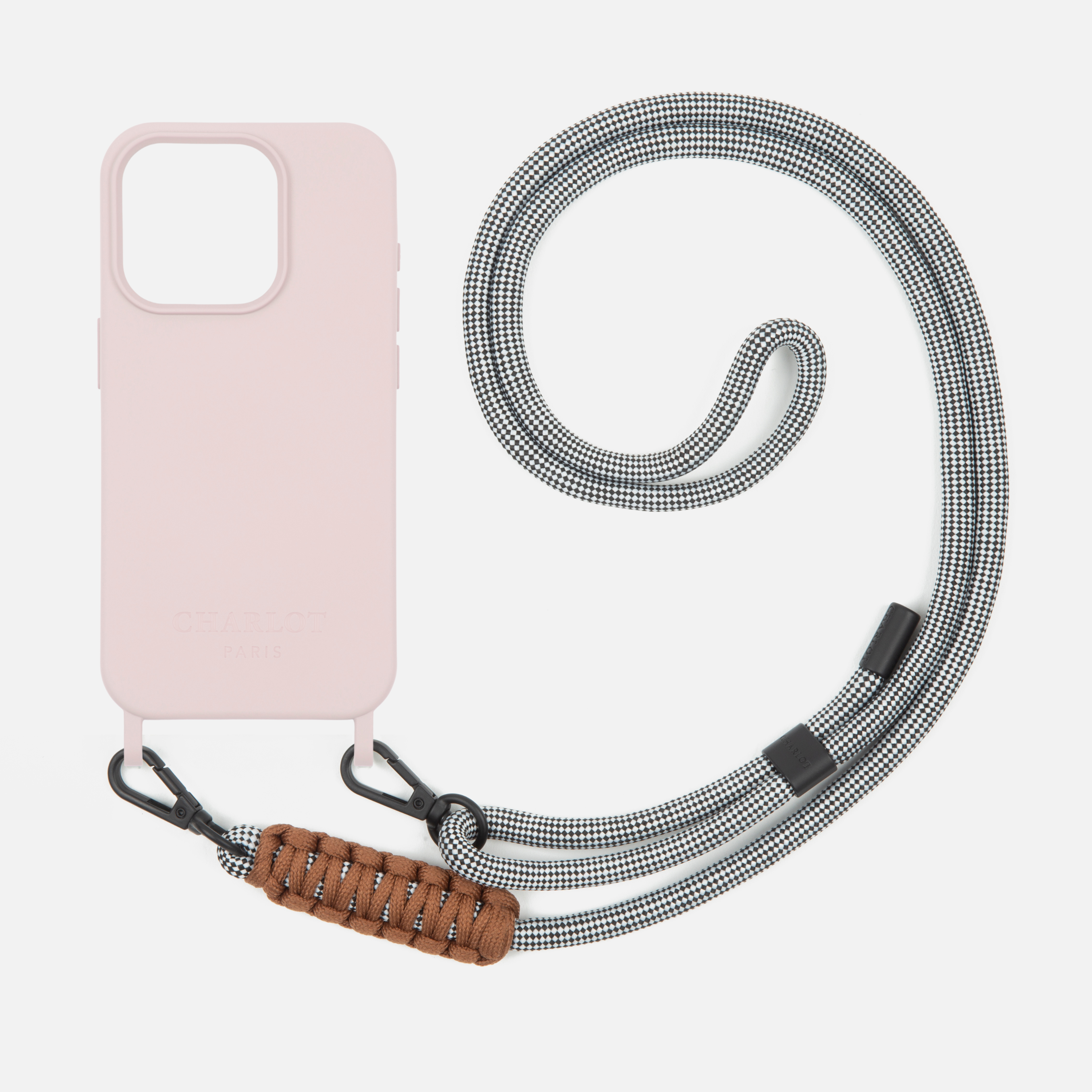 Coque Powder Pink + Cordon Elie Vichy