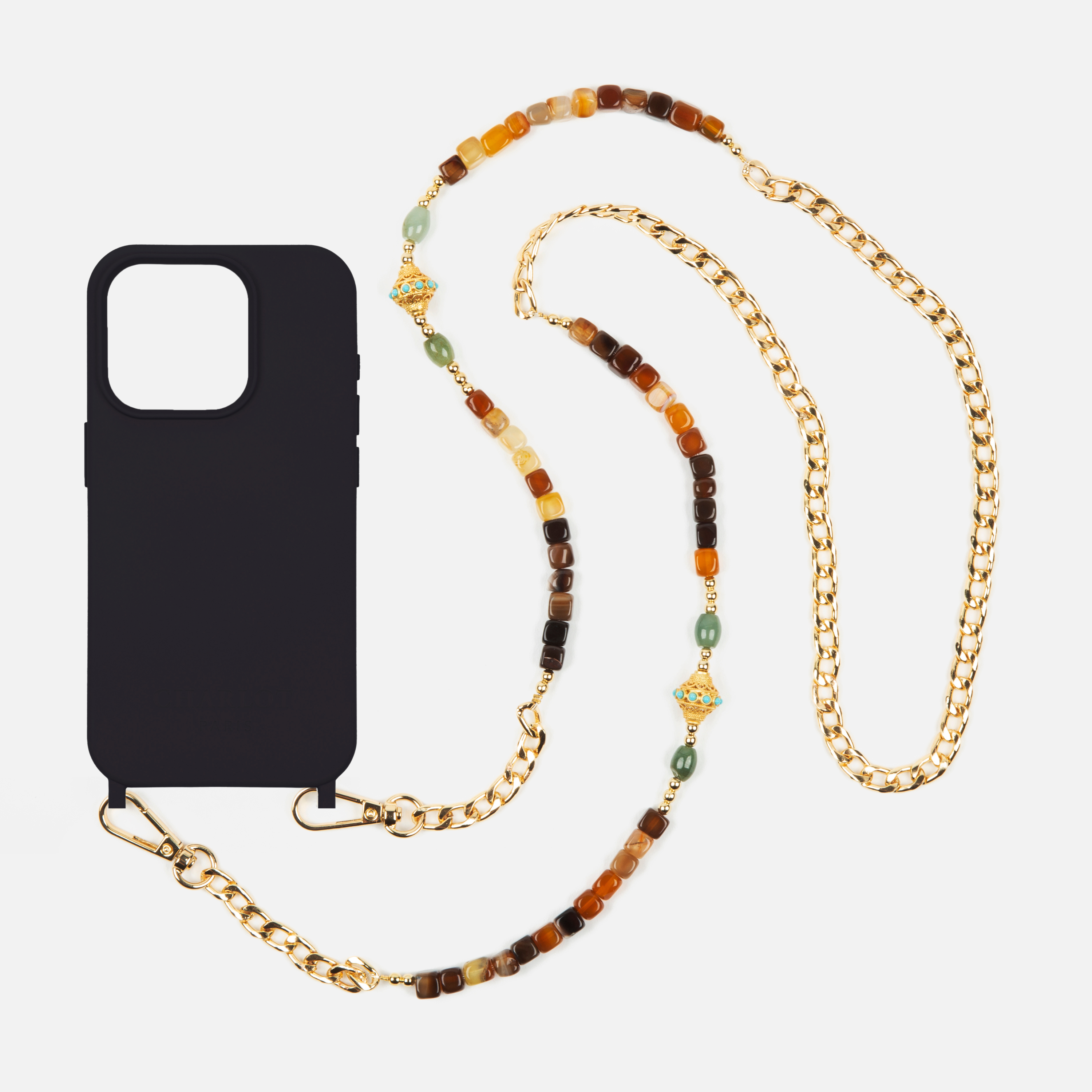 Coque Noir + Chaîne Collier JUHU Terra