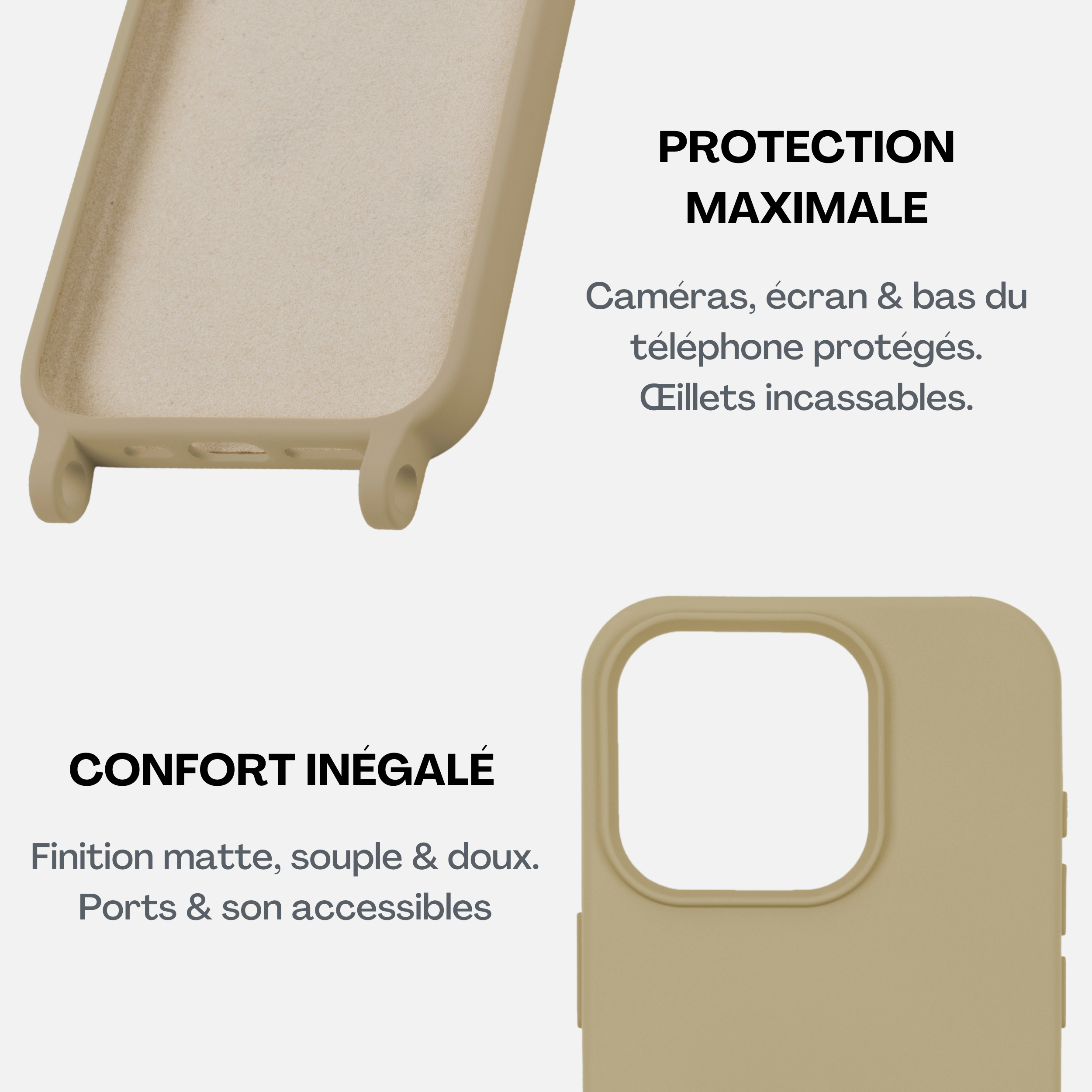 Coque Taupe + Tressé Fleur Camel