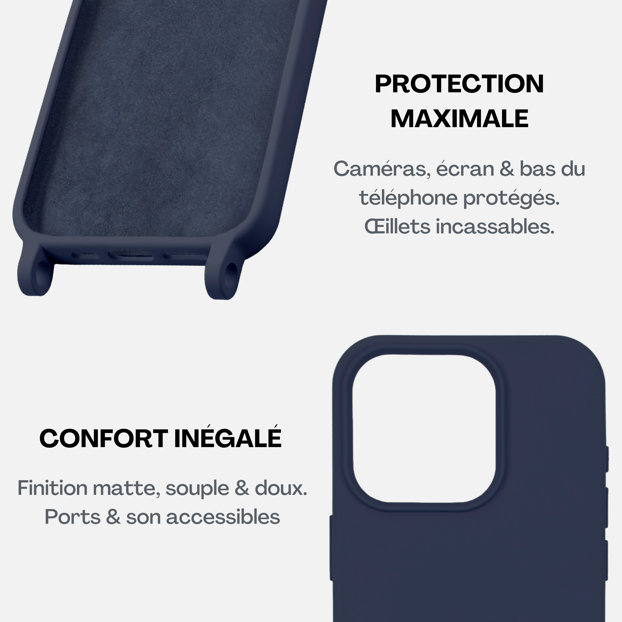 Coque Navy Blue + Chaîne Collier JUHU Azur