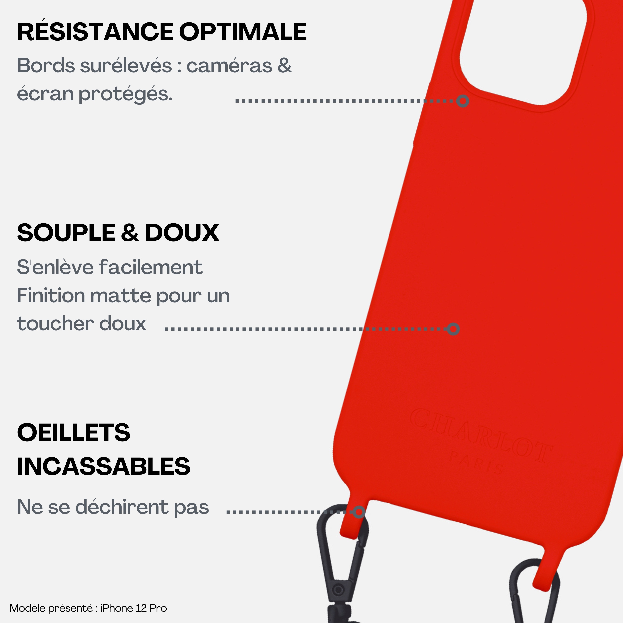 Coque Silicone Red + Lanière