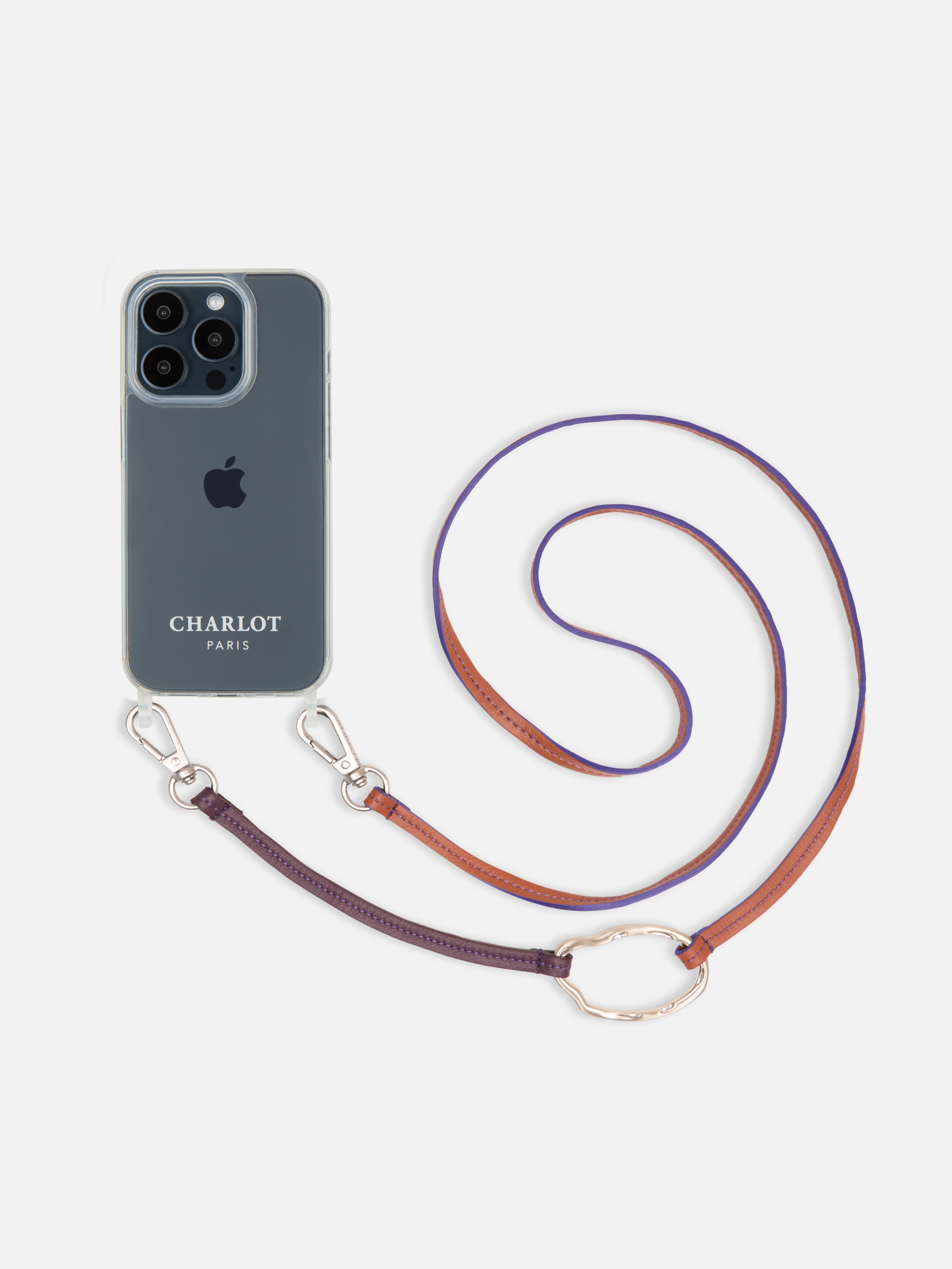 Coque Clear + Chaîne Cuir Dalia Cognac