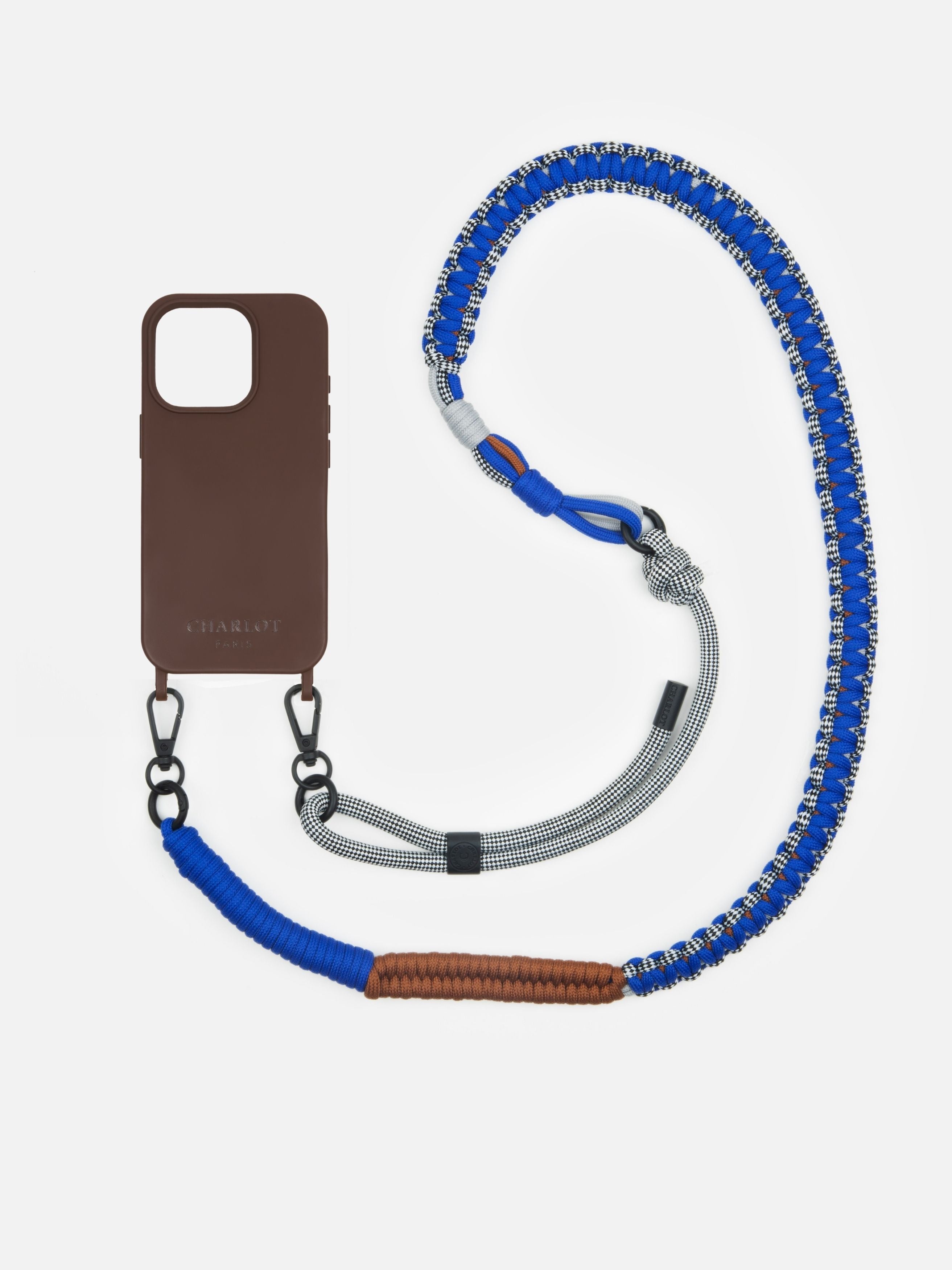 Coque Chocolat + Bandoulière Twist Vichy