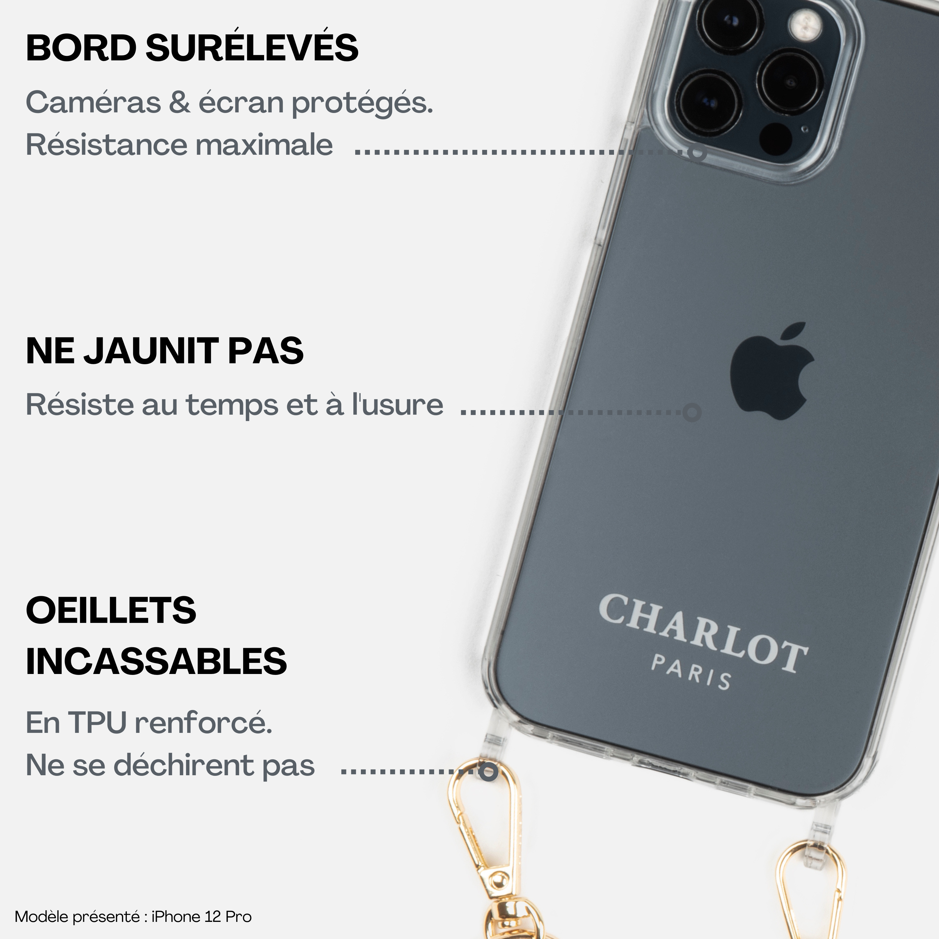 Coque Clear + Lanière Red