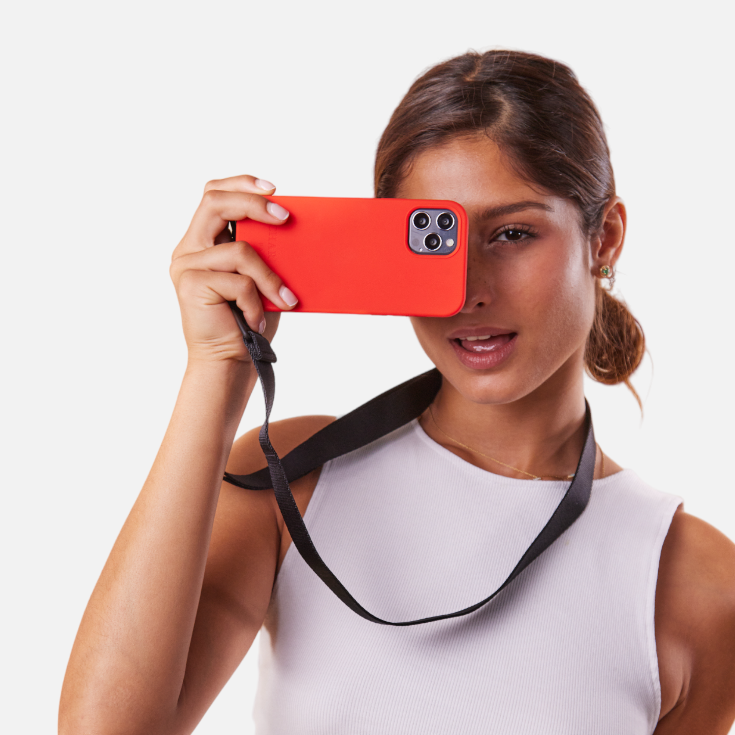 Coque Silicone Red + Lanière Noire