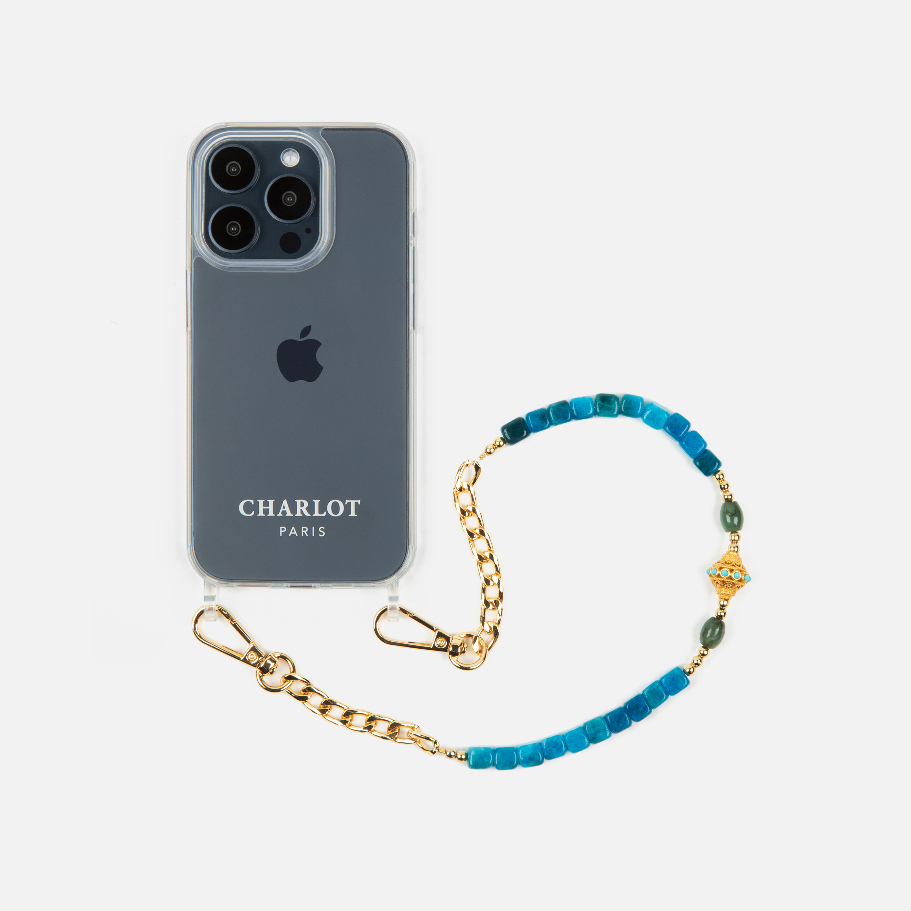 Coque Clear + Chaîne Collier JUHU Court Azur