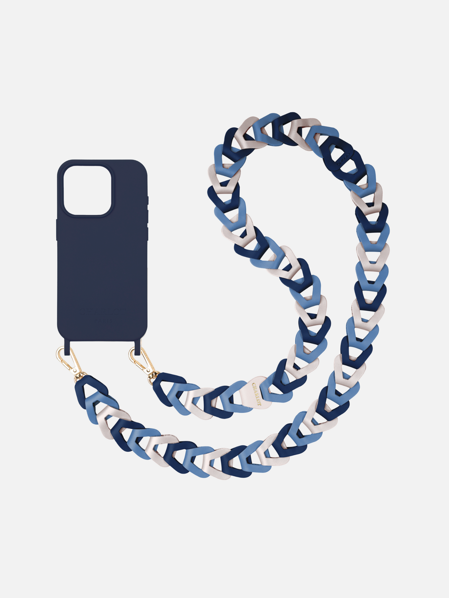 Coque Navy Blue + Mel Cuir Long Mykonos