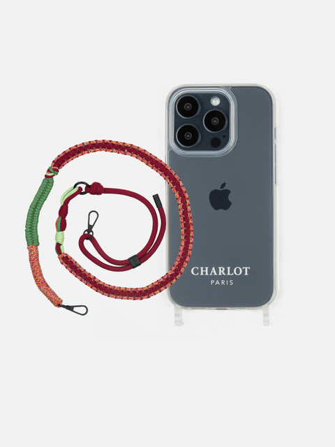 Coque Clear + Bandoulière Twist Cherry