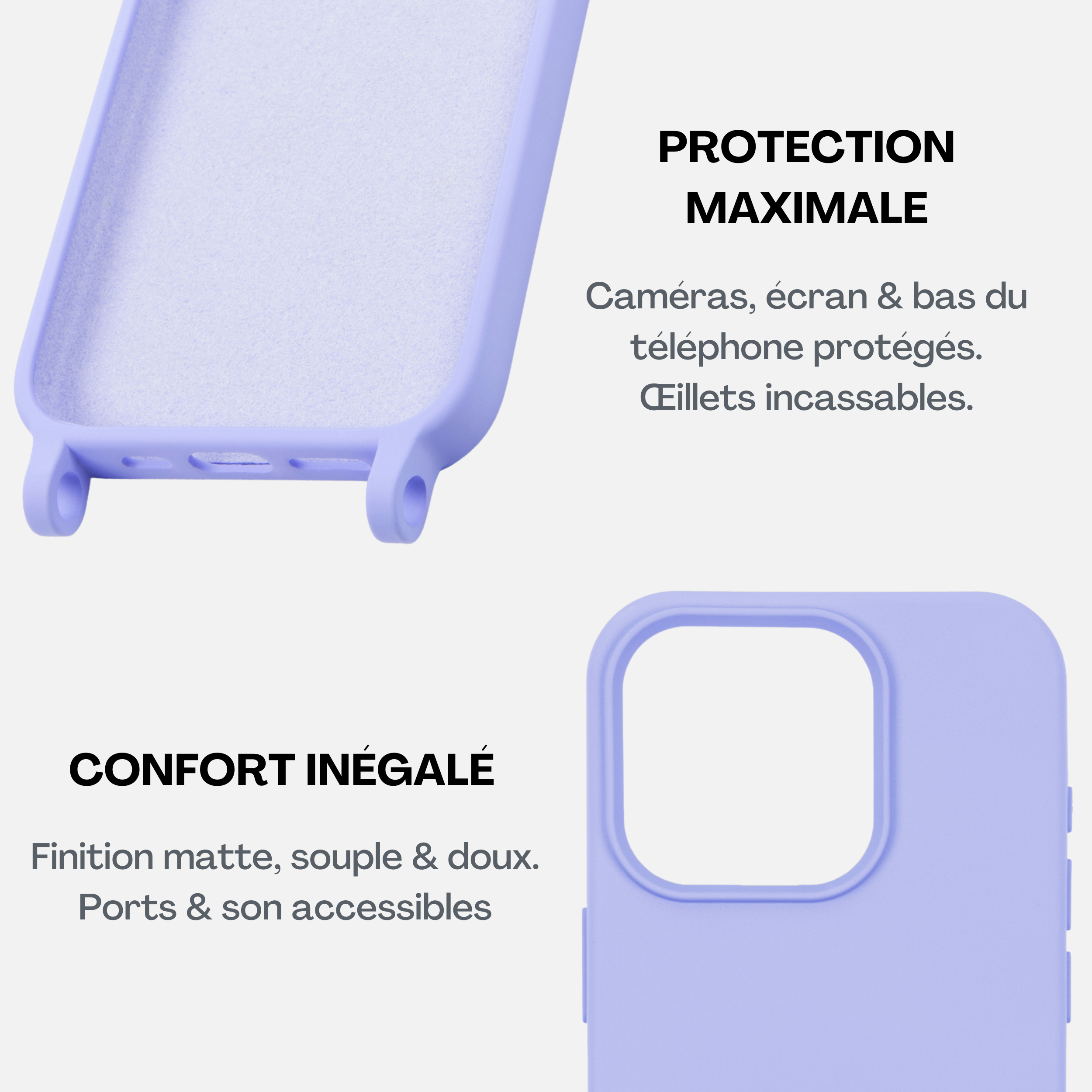 Coque Silicone Lavender + Chaîne Ella