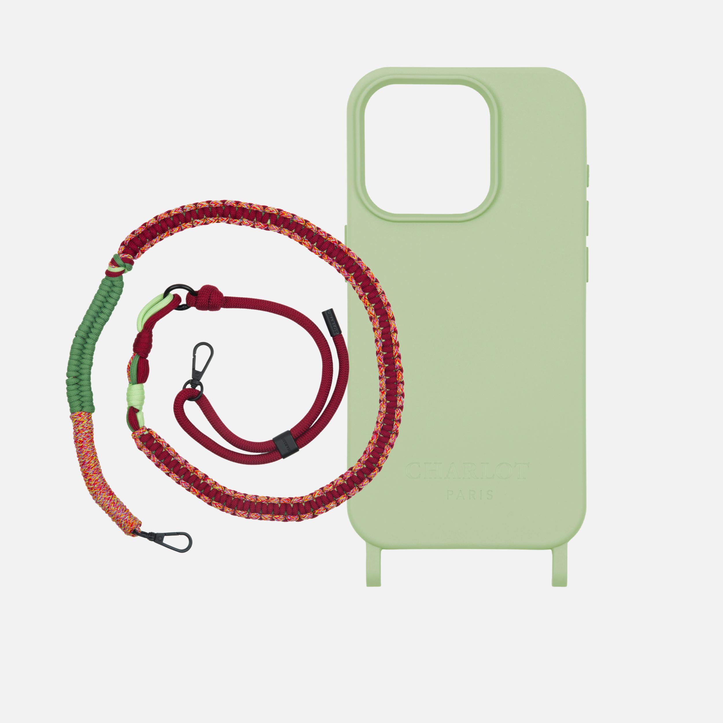 Coque Sauge + Bandoulière Twist Cherry