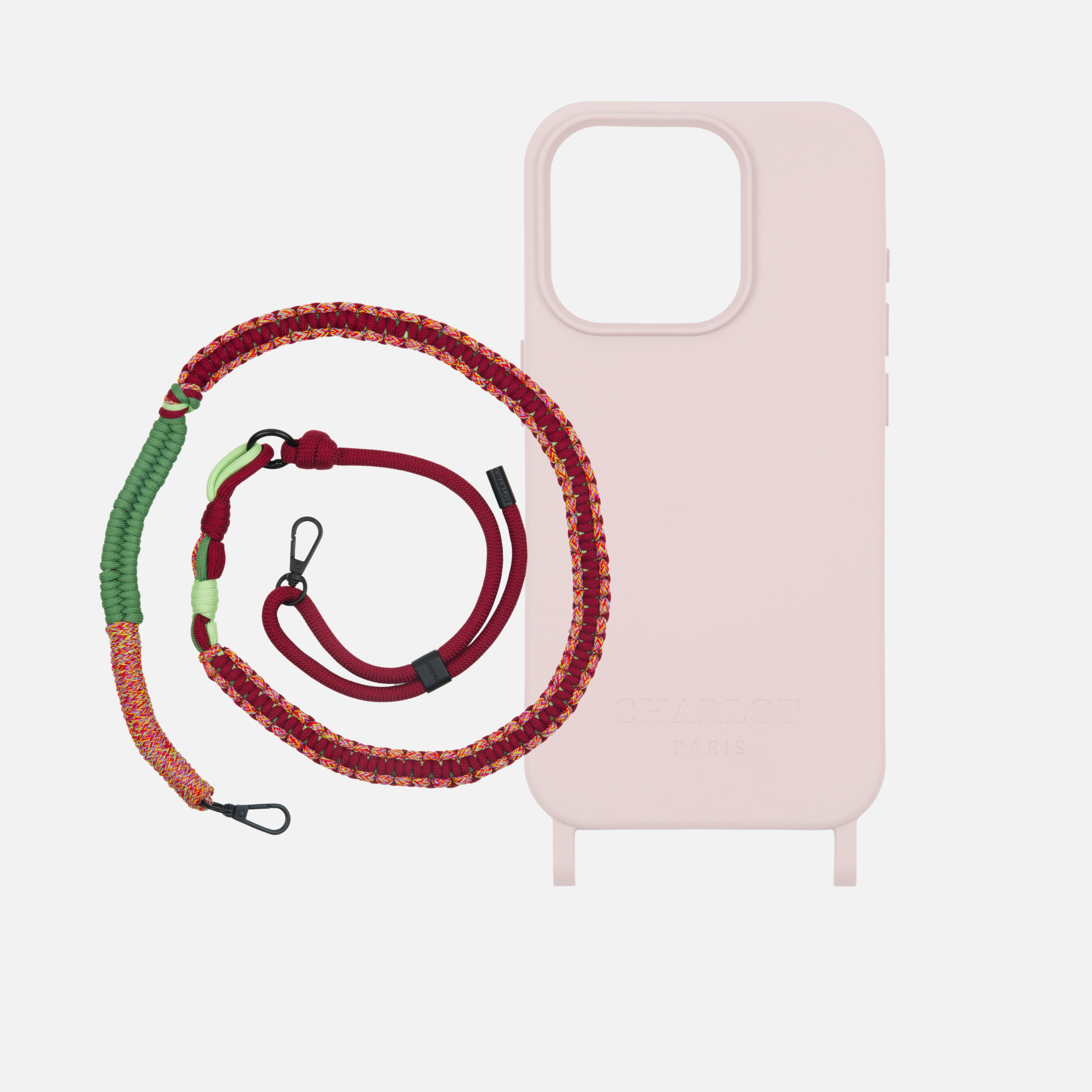Coque Powder Pink + Bandoulière Twist Cherry