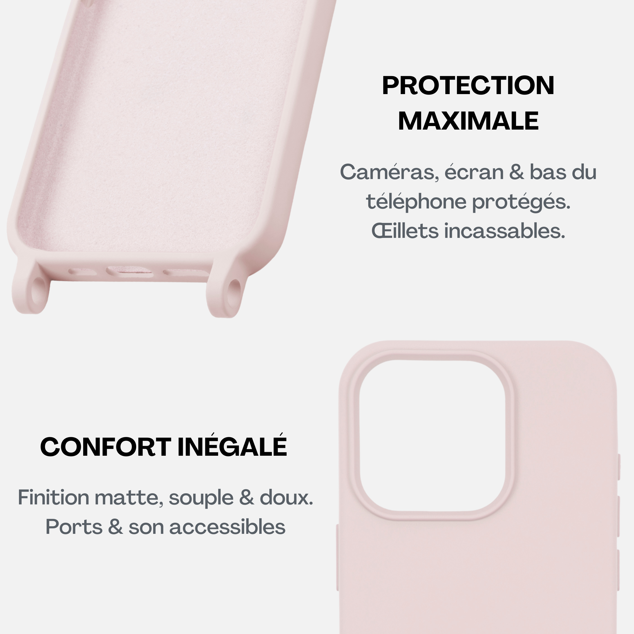 Coque Powder Pink + Tressé Fleur Burgundy