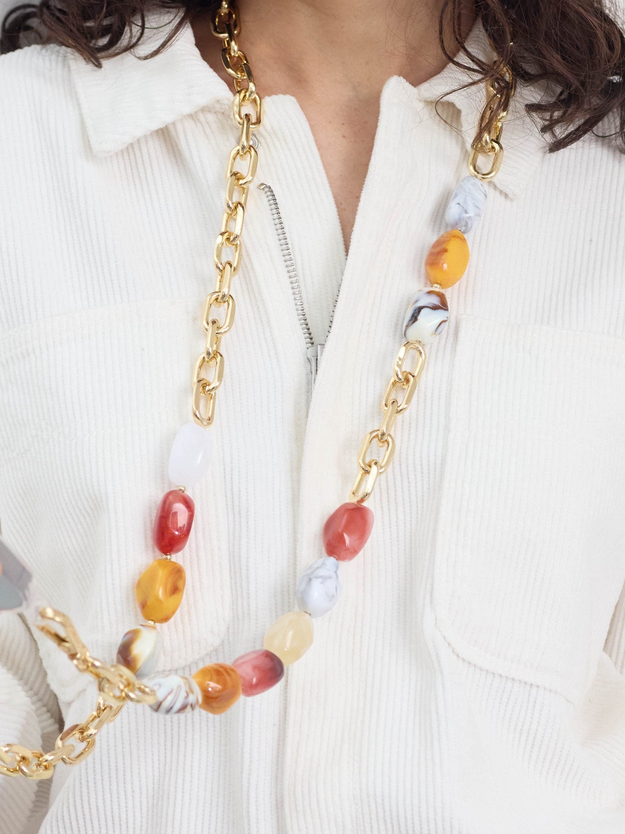 Coque Miroir + Chaîne Ava Corail