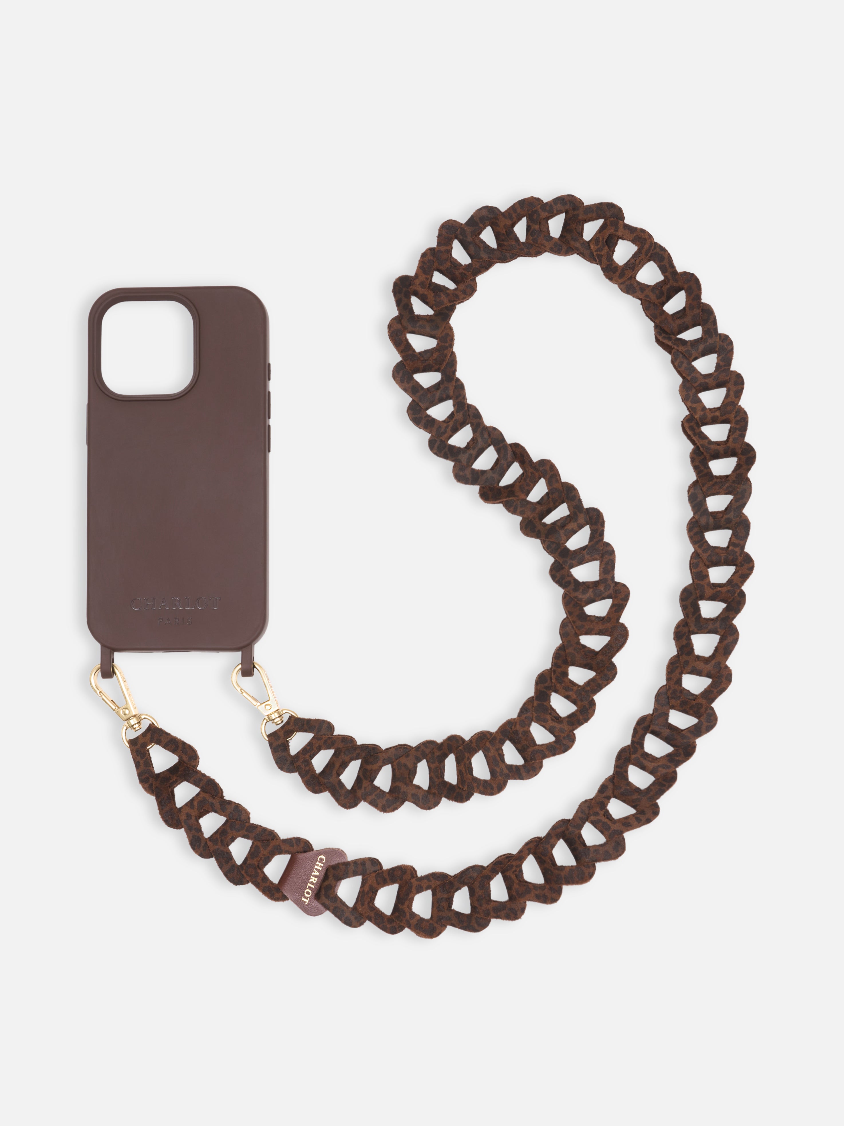 Coque Chocolat + Mel Cuir Long Léopard Foncé