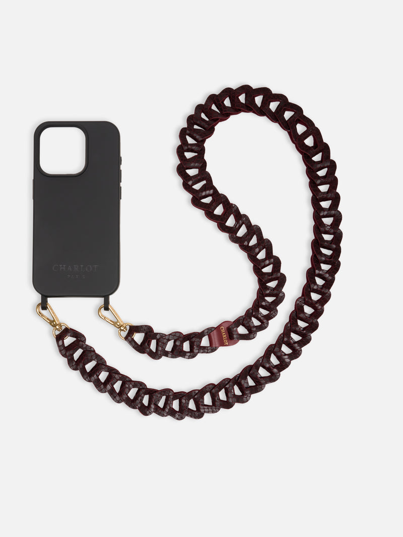 Long Leather Reptile Bordeaux