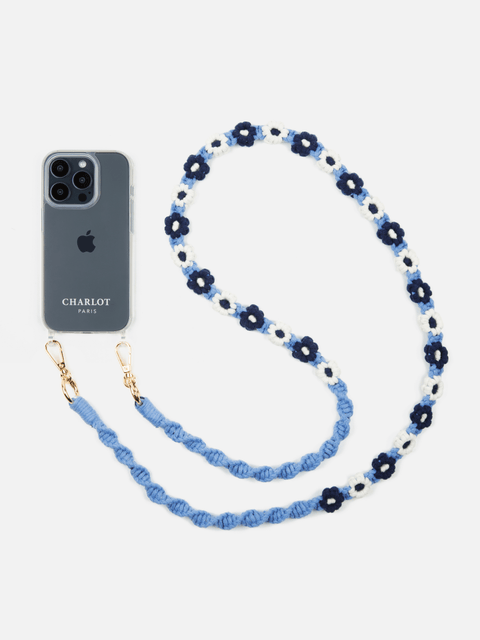 Coque Clear + Tressé Fleur Navy