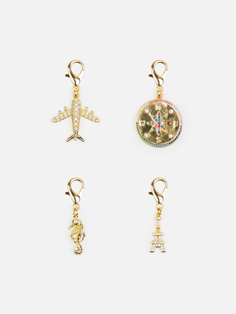 Pack of 4 Gold Charms - Travel
