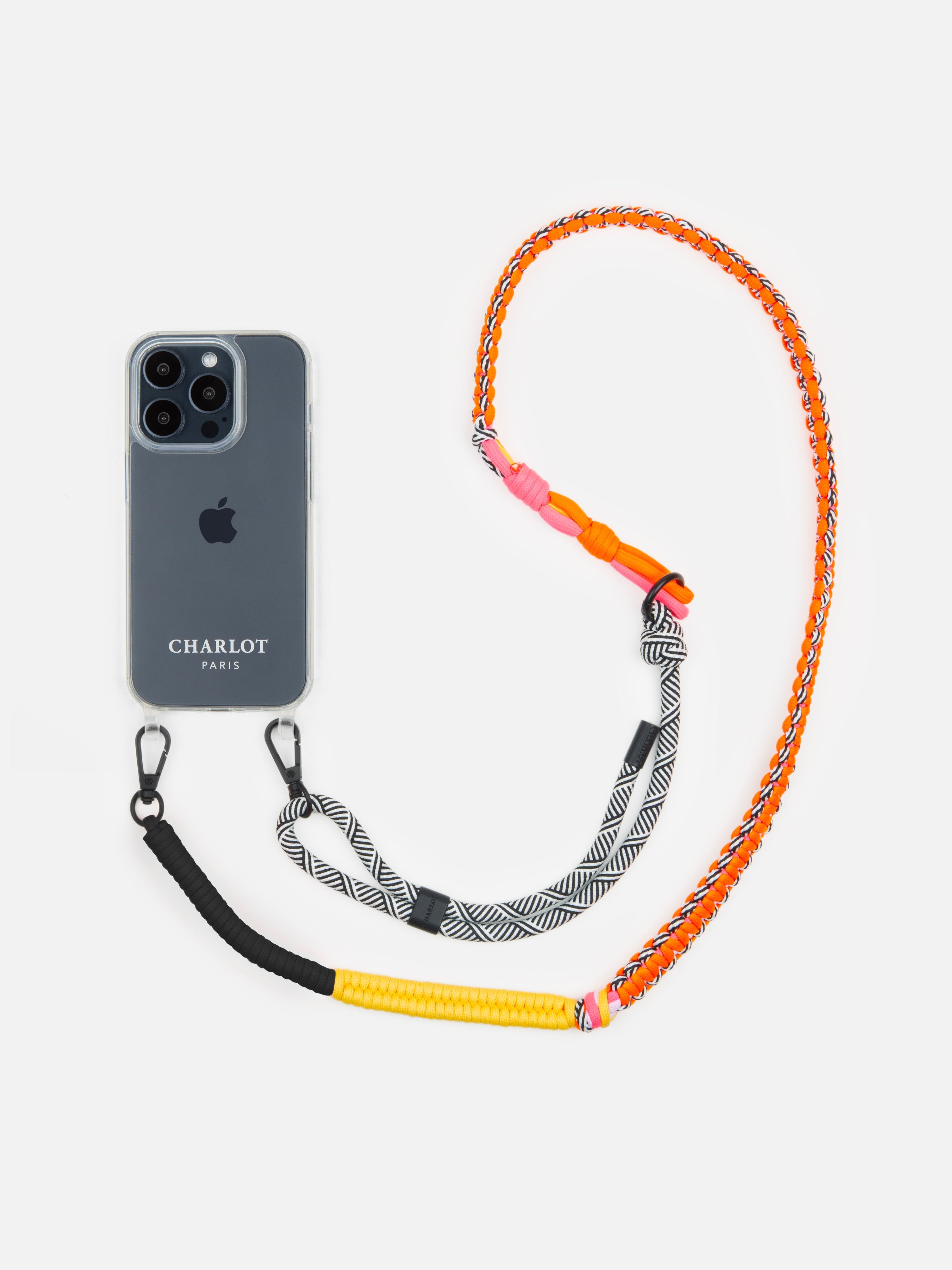 Coque Clear + Bandoulière Twist Zèbre