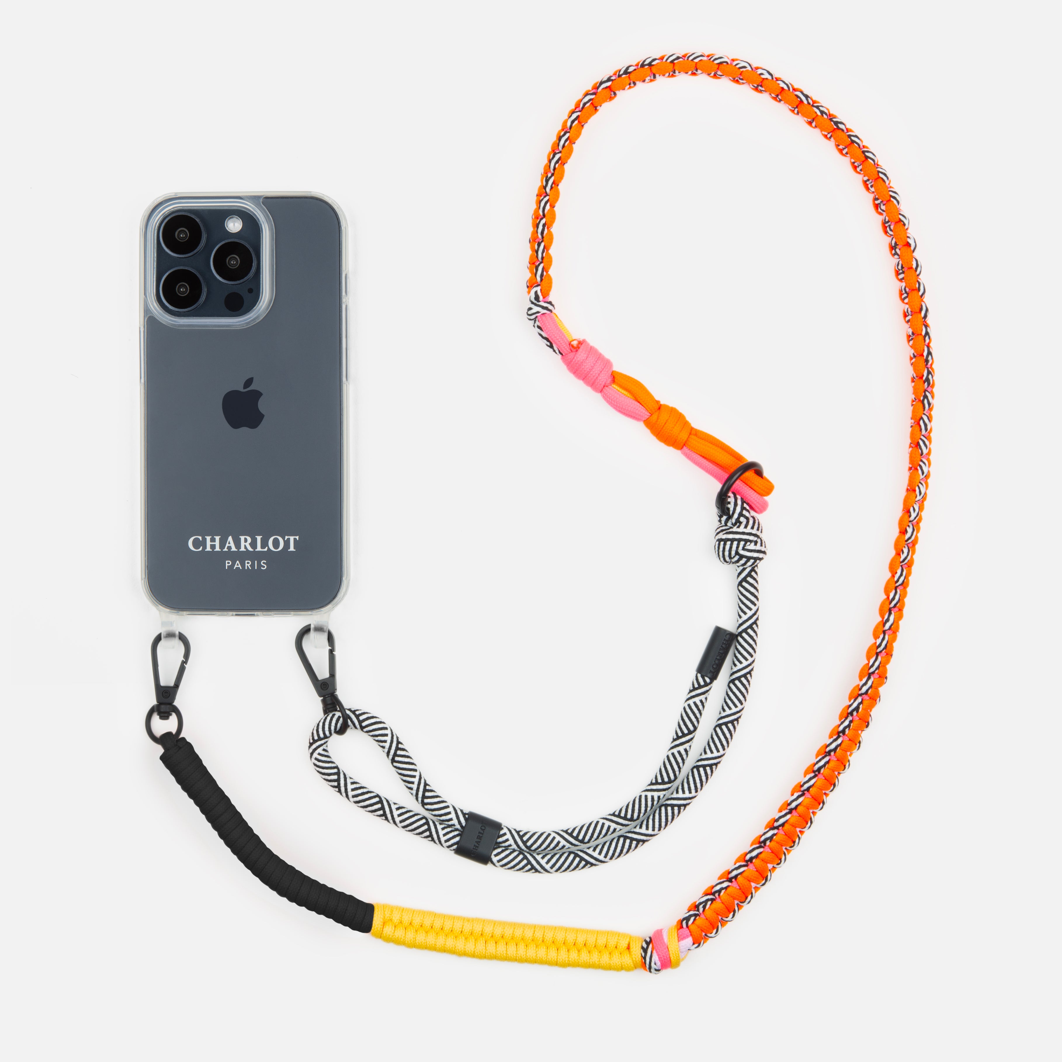Coque Clear + Bandoulière Twist Zèbre
