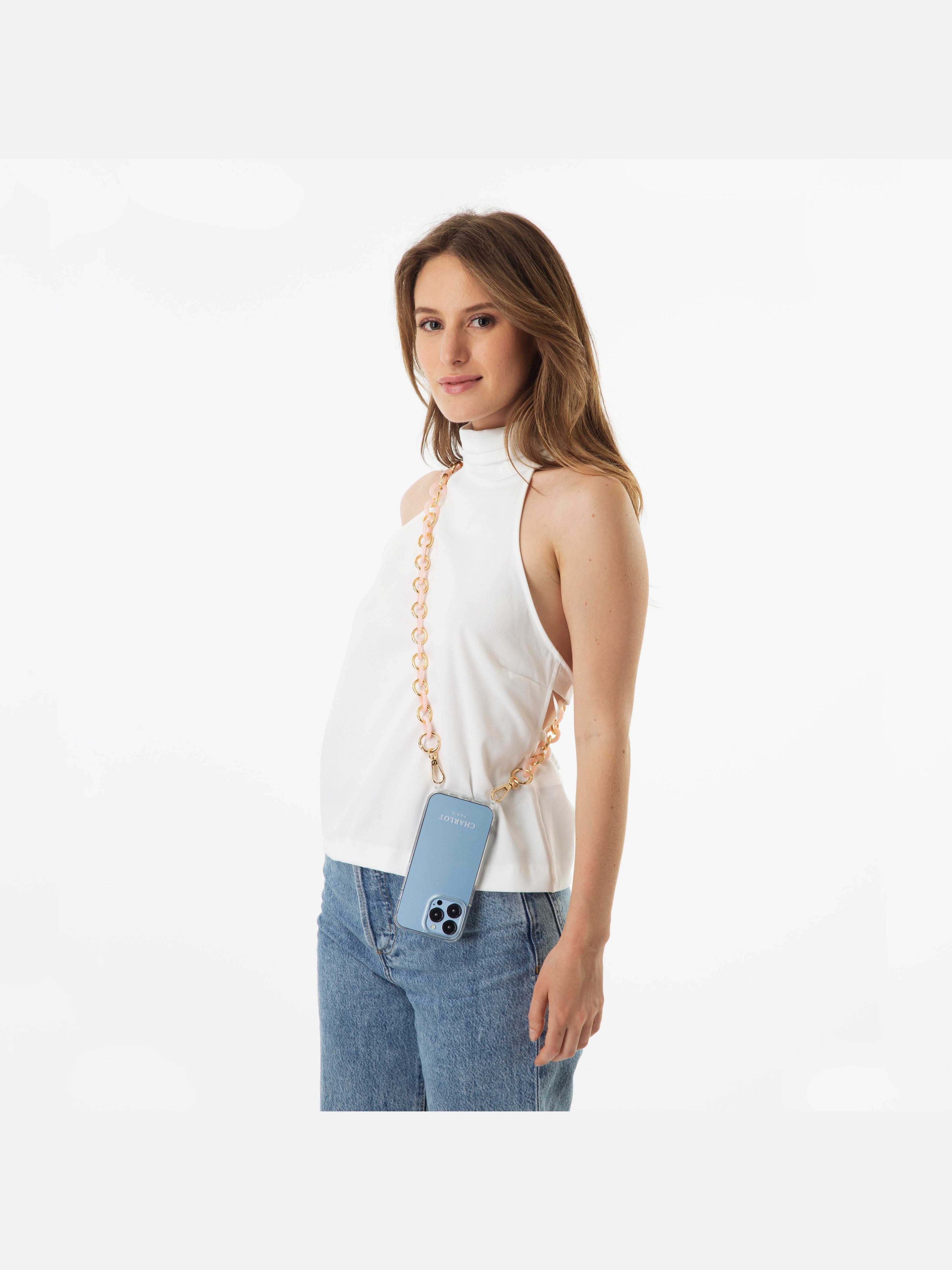 Coque Clear + Chaîne Ora Rose