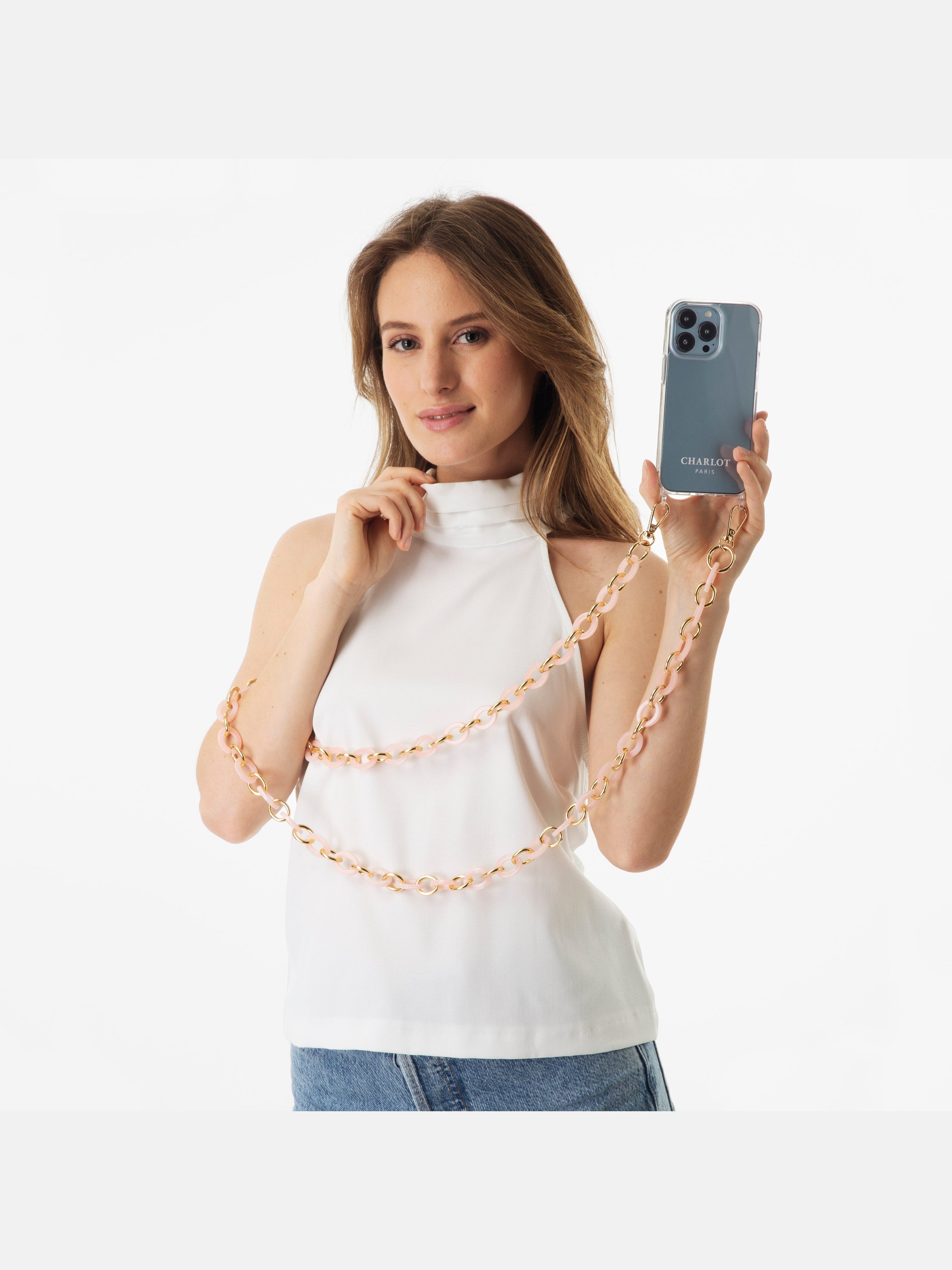 Coque Clear + Chaîne Ora Rose