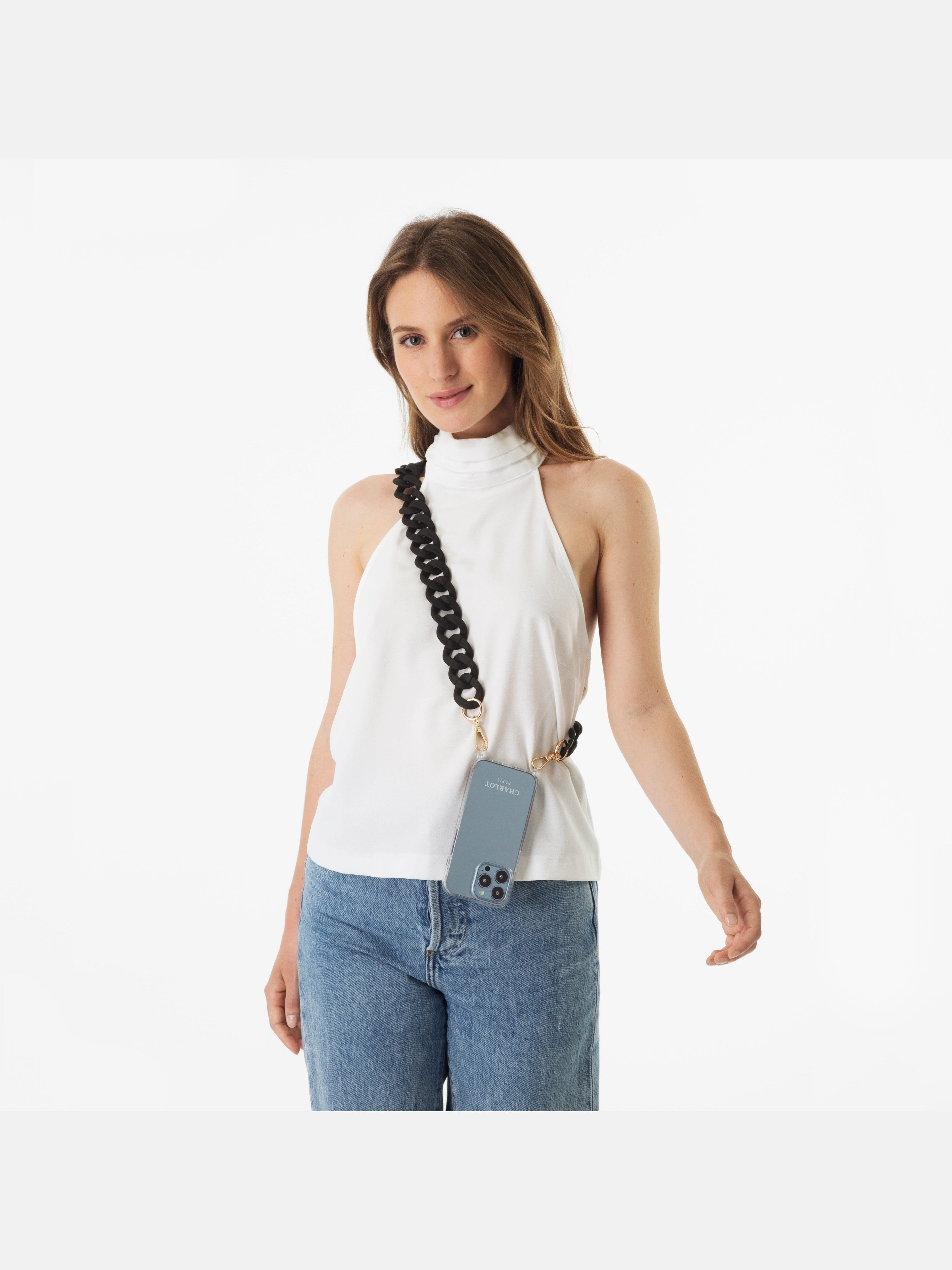 Coque Clear + Chaîne Ella Noire