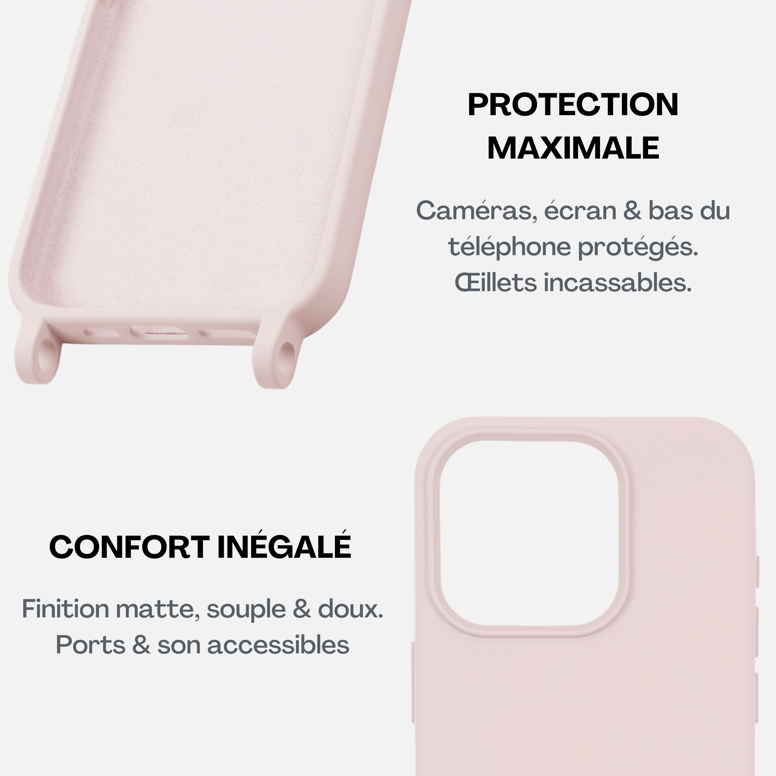 Coque Powder Pink + Bandoulière Twist Cherry