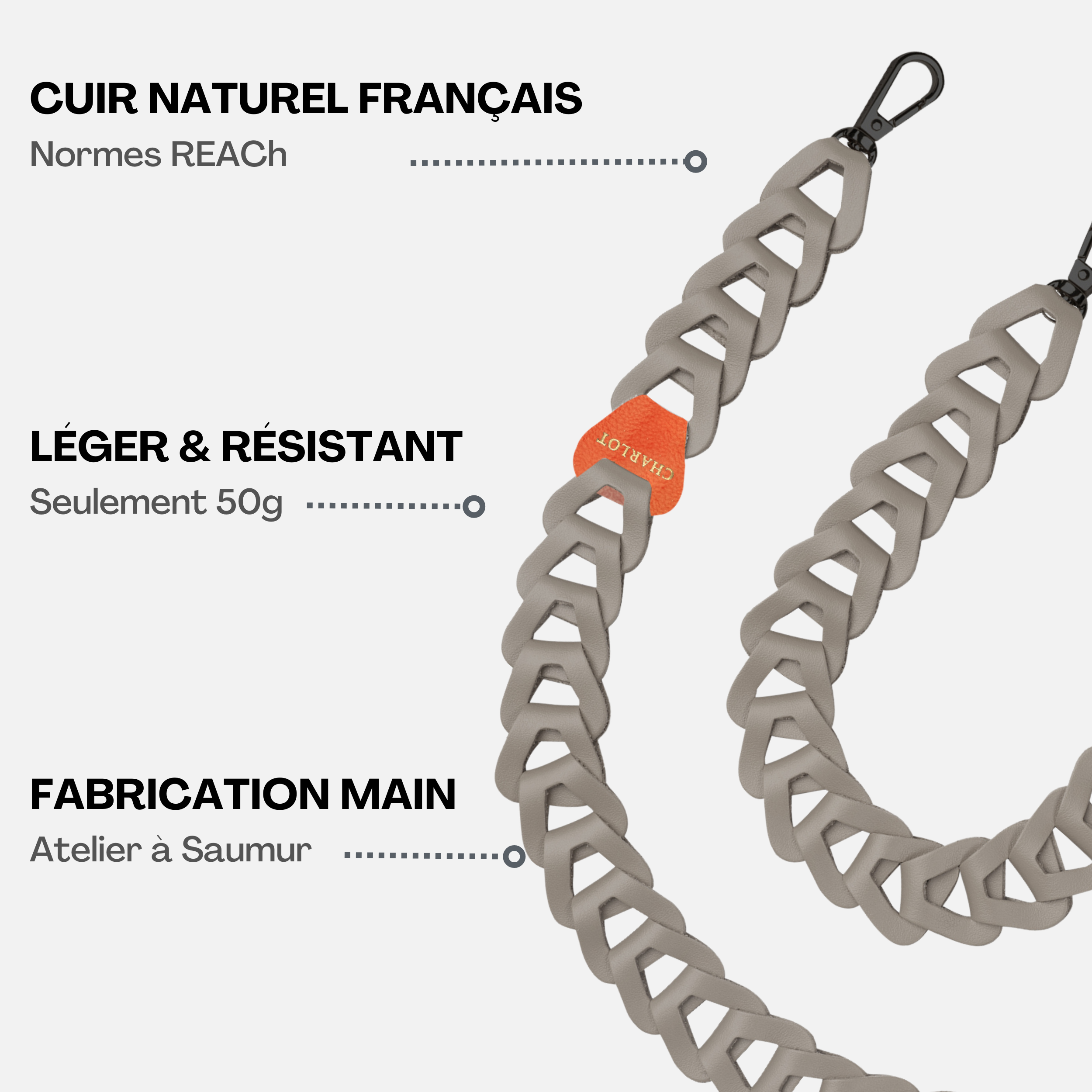 Coque Clear + Mel Cuir Long Burning Grey