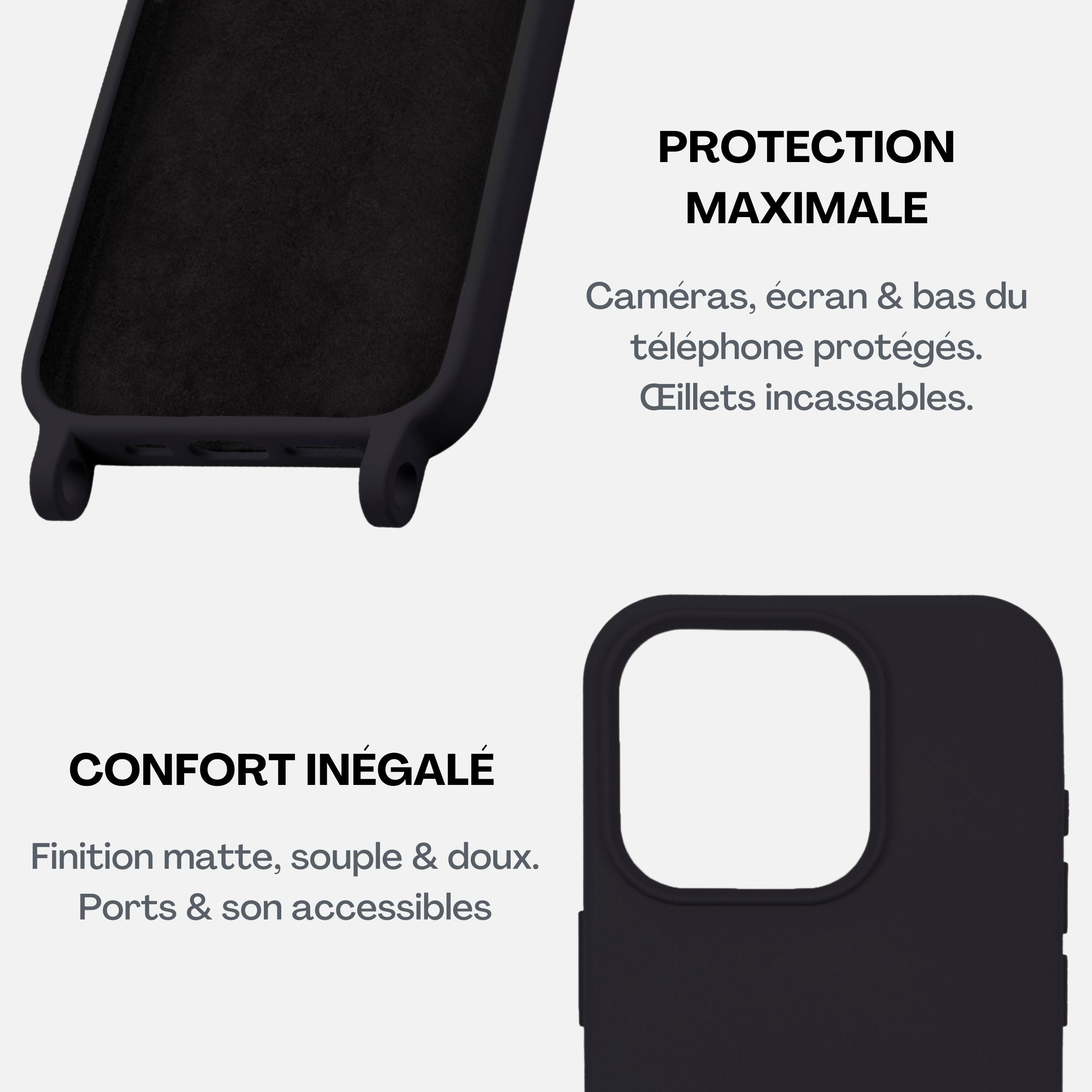 Coque Noir + Mel Cuir Long Bordeau