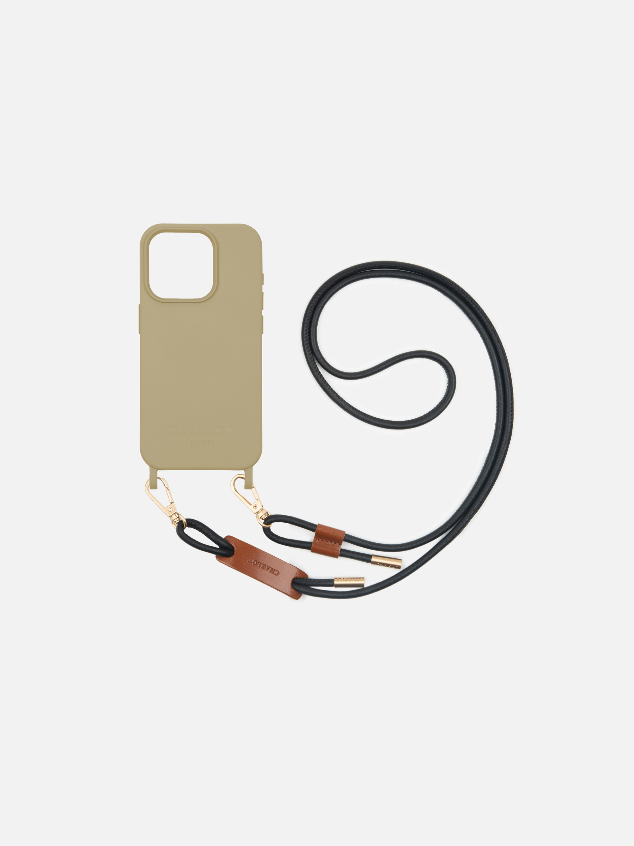Coque Taupe + Noga Cuir Noir Doré