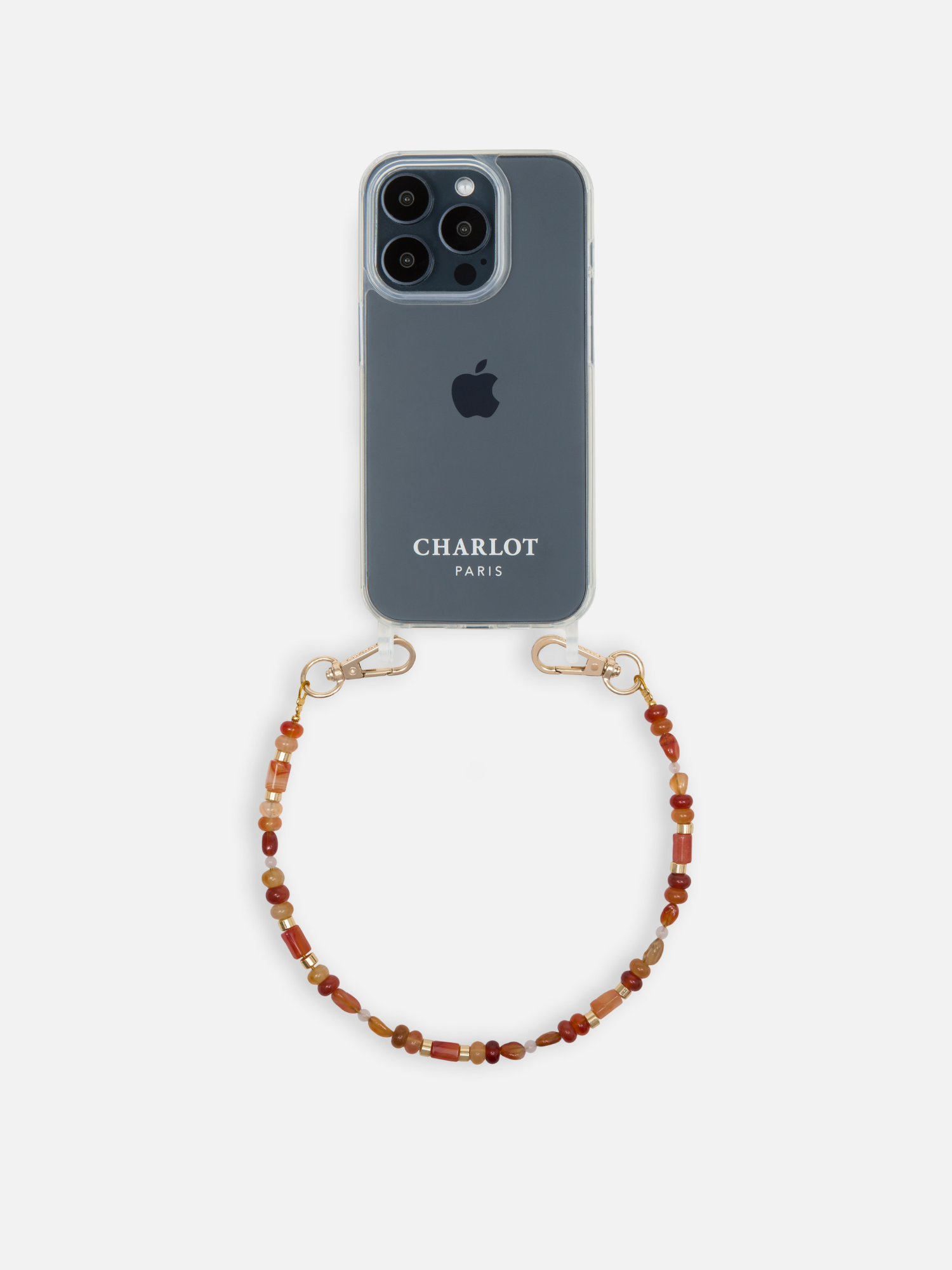 Coque Clear + Chaîne Naya Courte Terracotta
