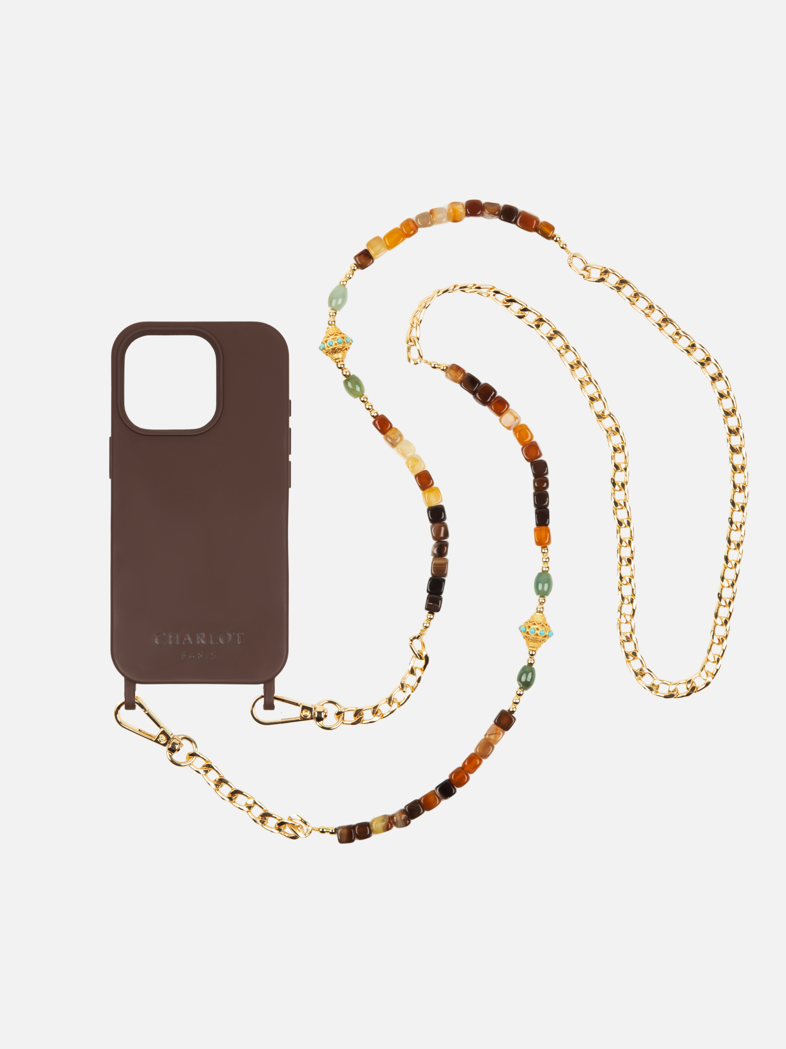 Coque Chocolat +  Chaîne Collier JUHU Terra