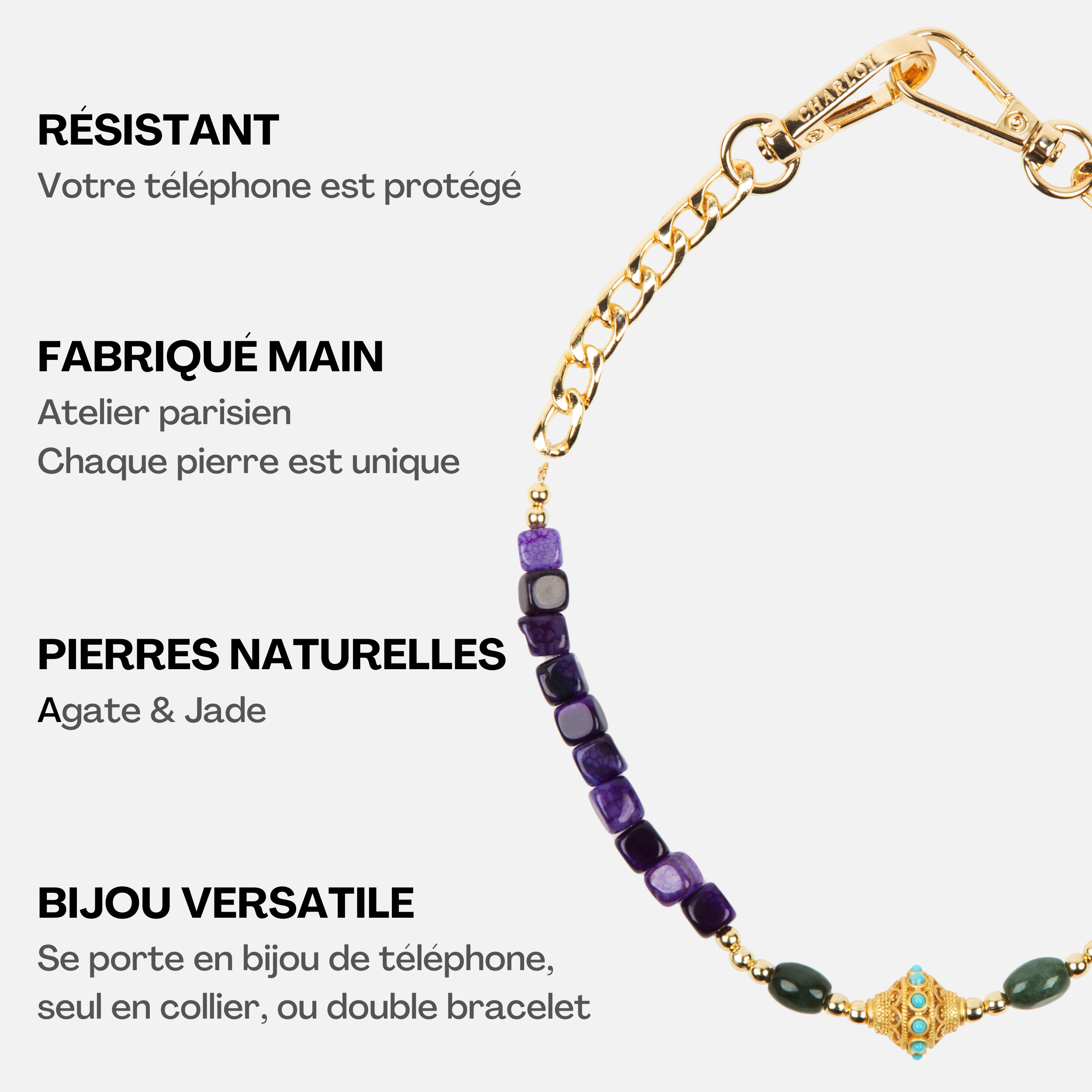 Coque Clear + Chaîne Collier JUHU Court Iris