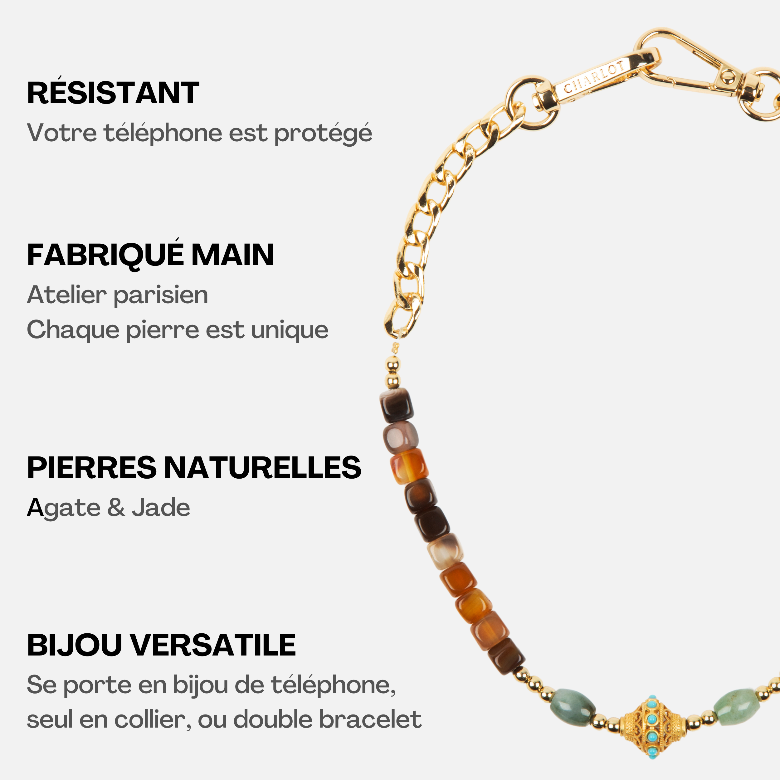 Coque Noir + Chaîne Collier JUHU Court Terra